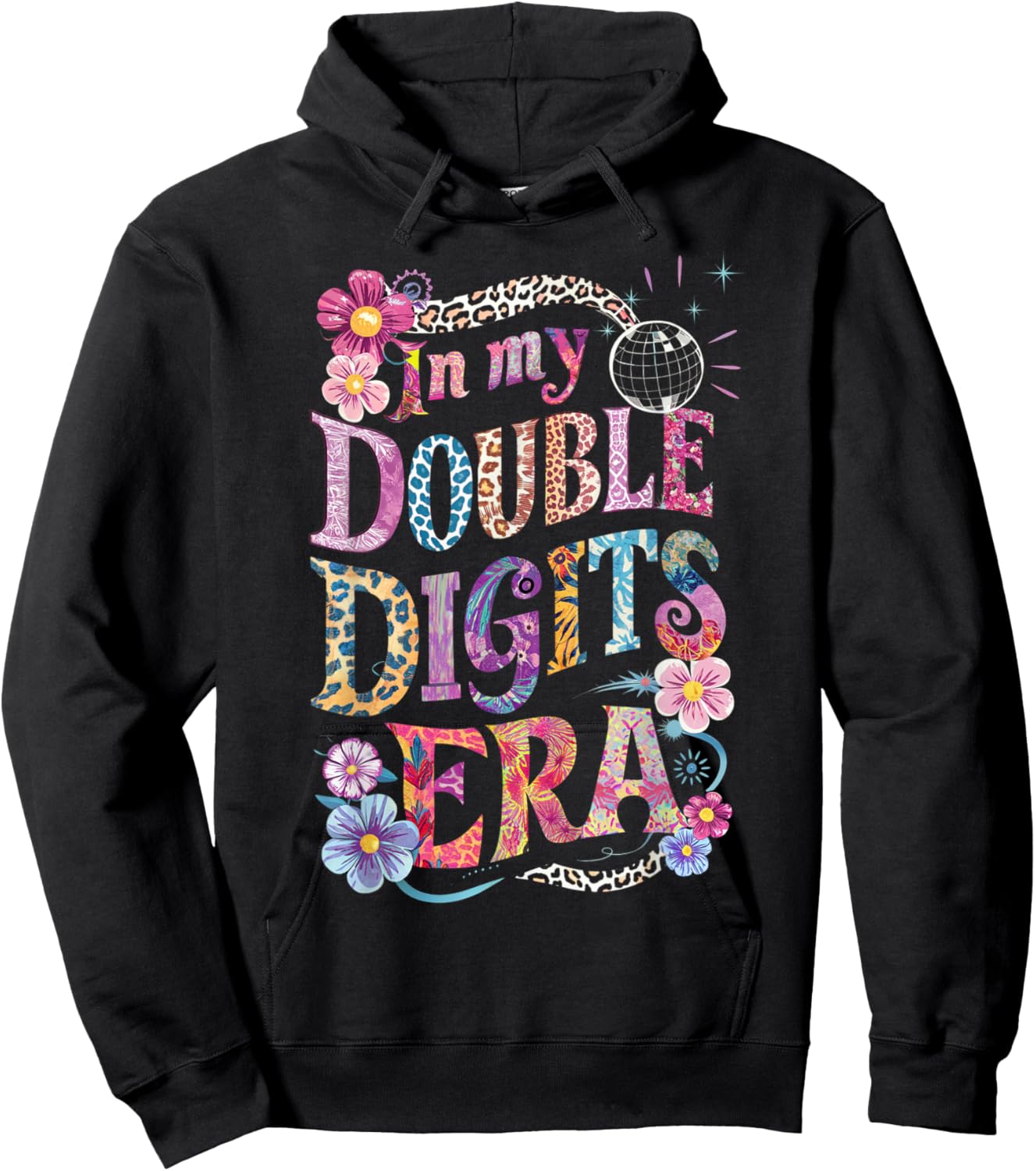 10th Birthday Girl In My Double Digits Era Retro 10 Year Old Hoodie - Hoodie | Black