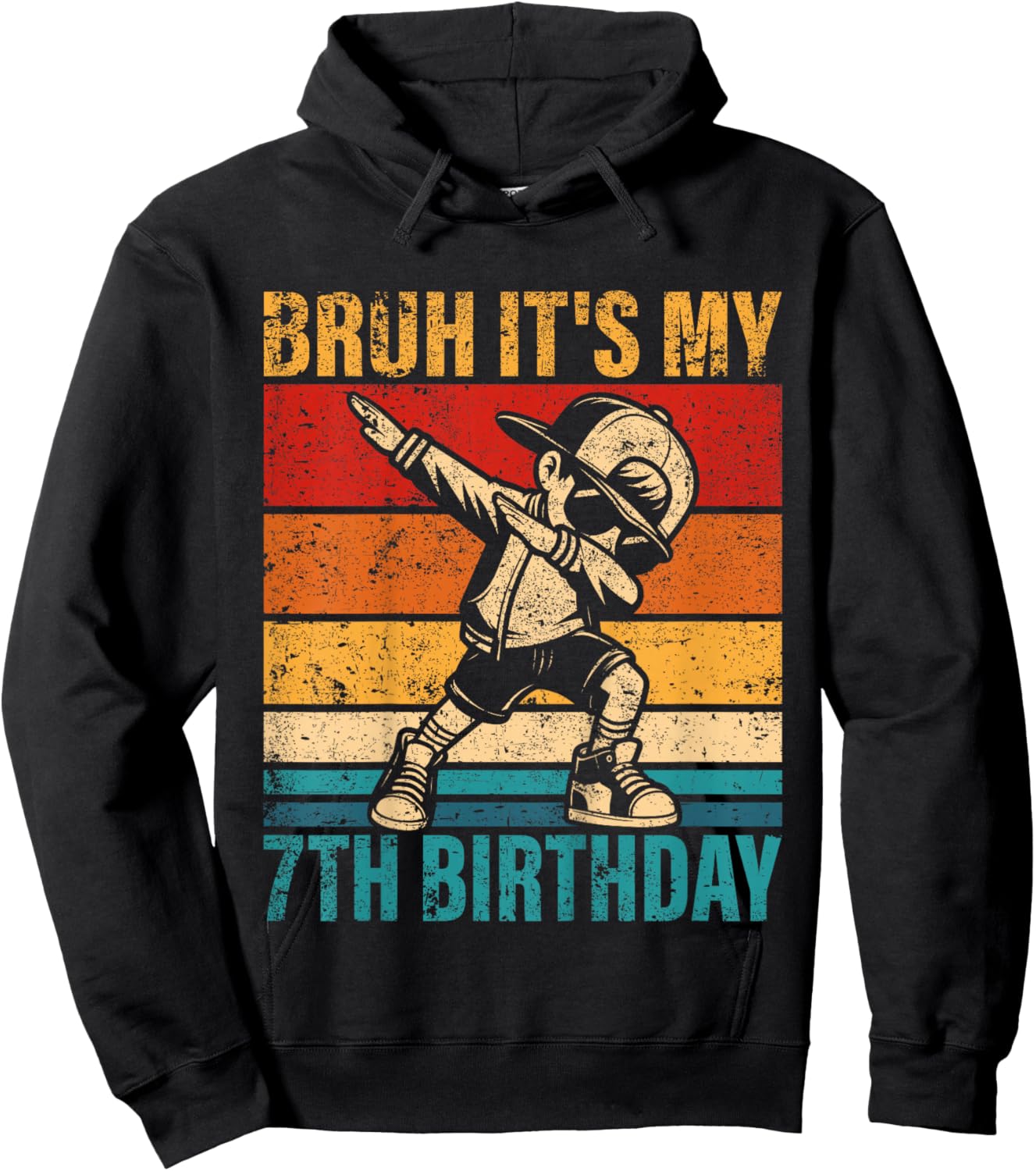 Kids 7 Year Old Birthday Dabbing Boy Bruh It's My 7th Birthday Hoodie - Hoodie | Black