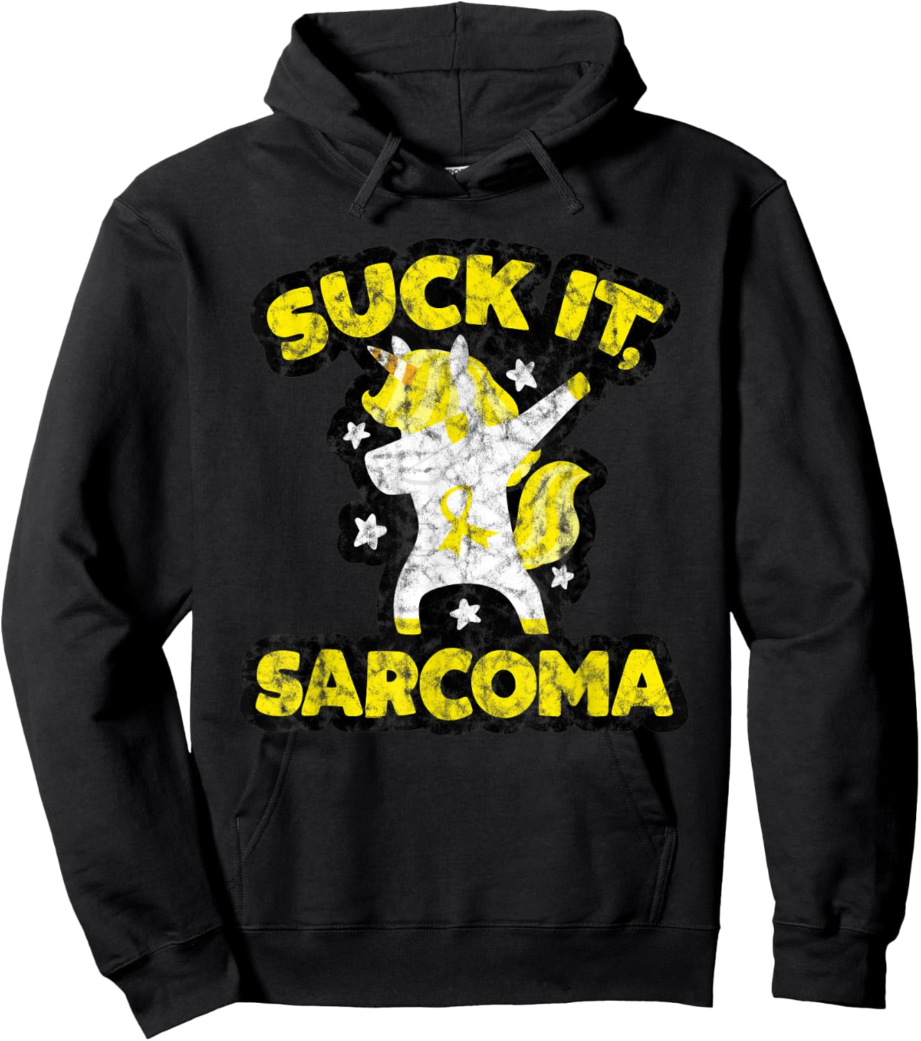 Suck It Sarcoma Cancer Fighter Survivor Quote Funny Unicorn Hoodie - Hoodie | Black