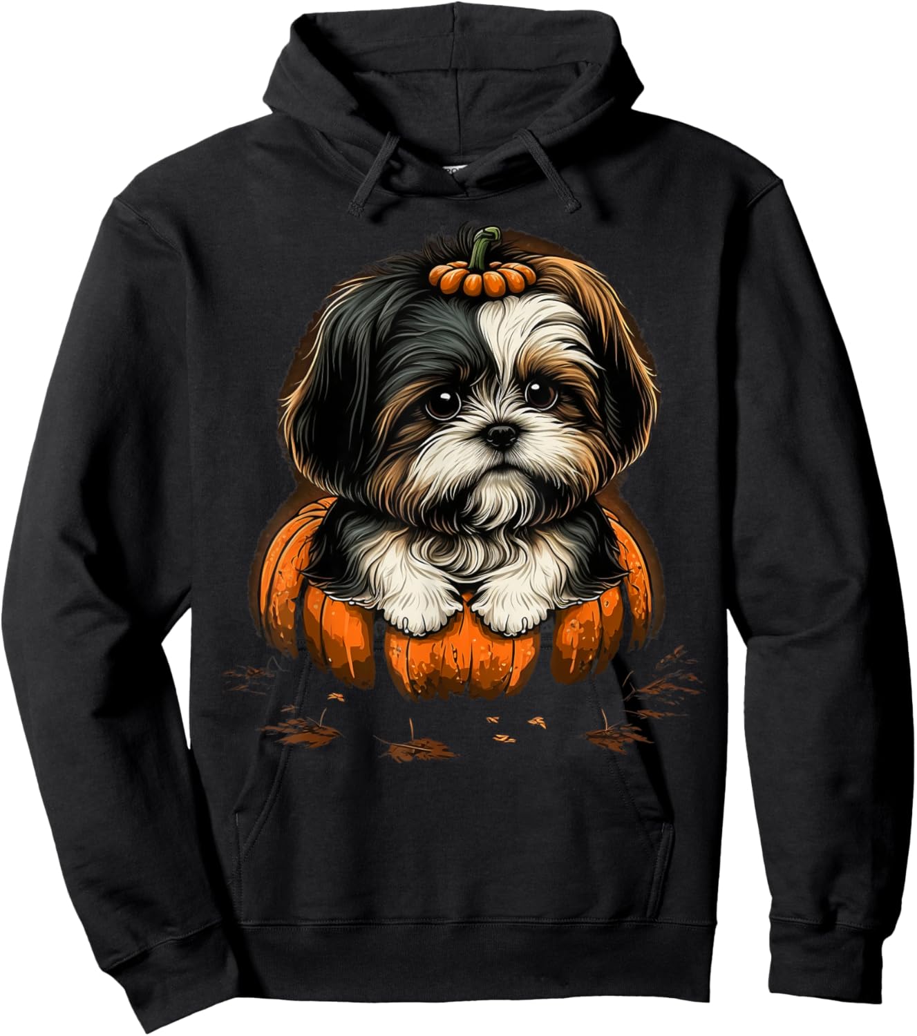 Pumpkin Shih Tzu costume on Shih Tzu Halloween Hoodie - Hoodie | Black