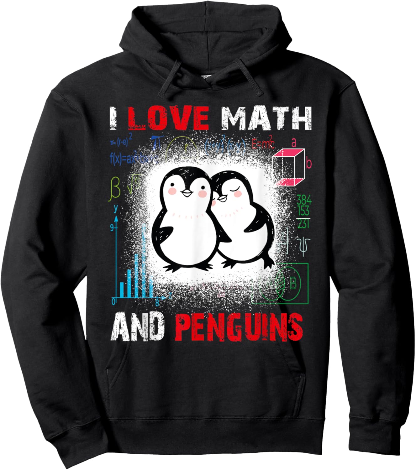 I Love Math And penguin Funny penguin Lover and Math Teacher Men Women Kids Hoodie - Hoodie | Black