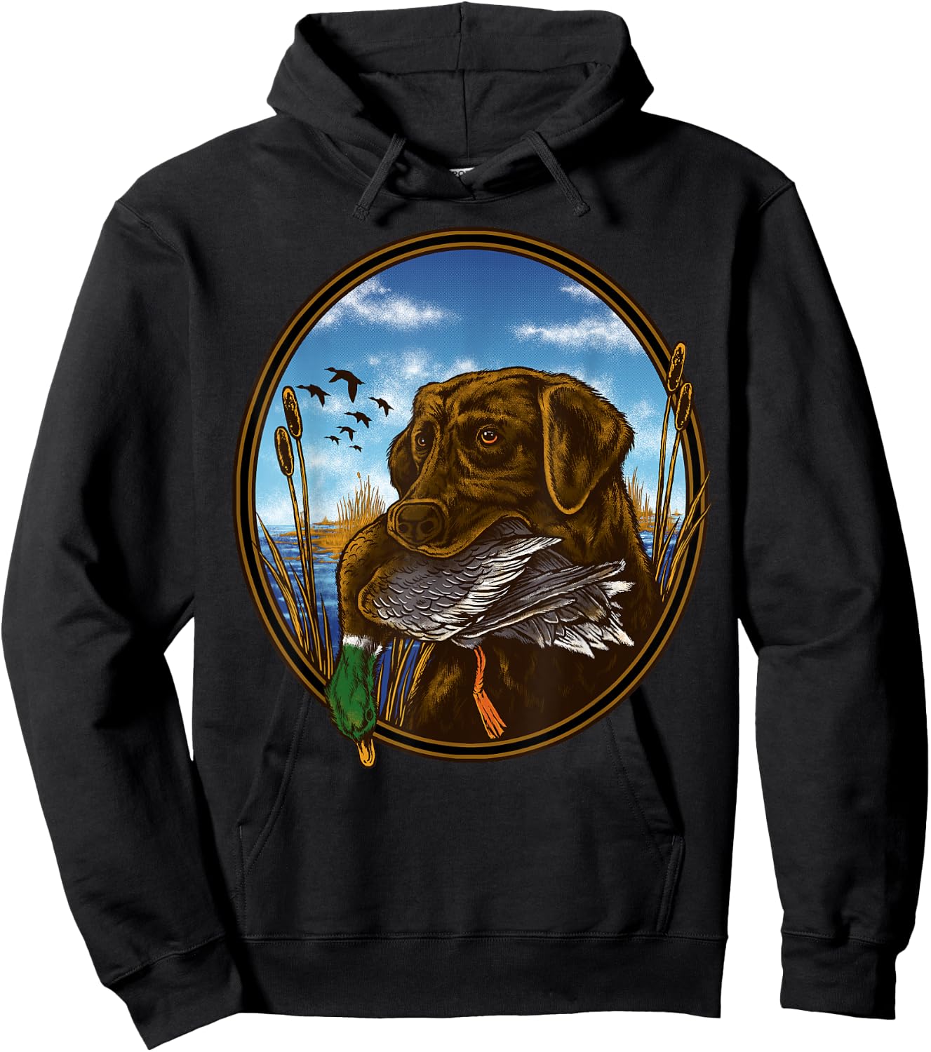 Labrador Retriever with Mallard Duck Hunting Hoodie - Hoodie | Black