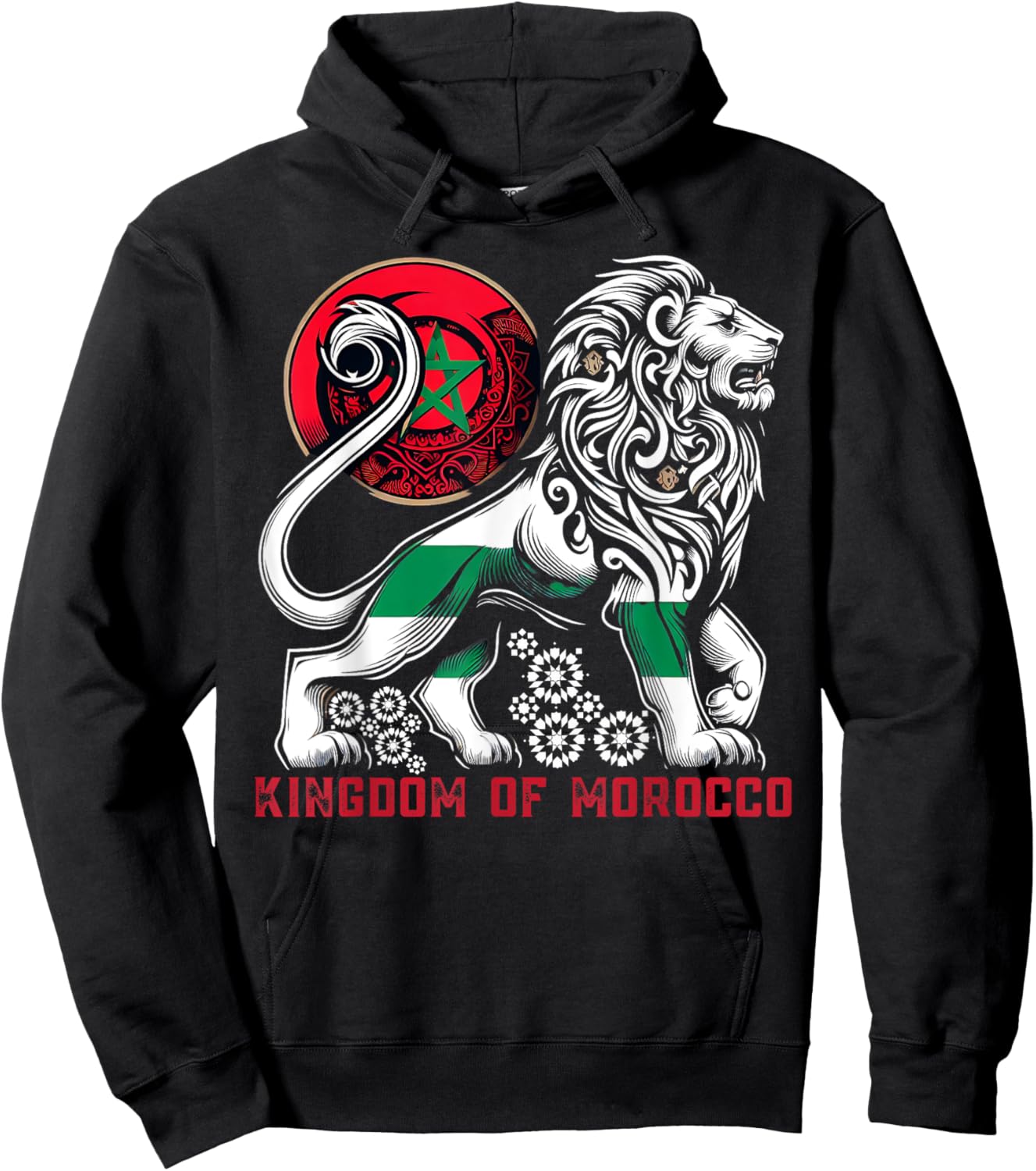 Majestic Moroccan Lion Design with Kingdom Emblem, maroc Hoodie - Hoodie | Black