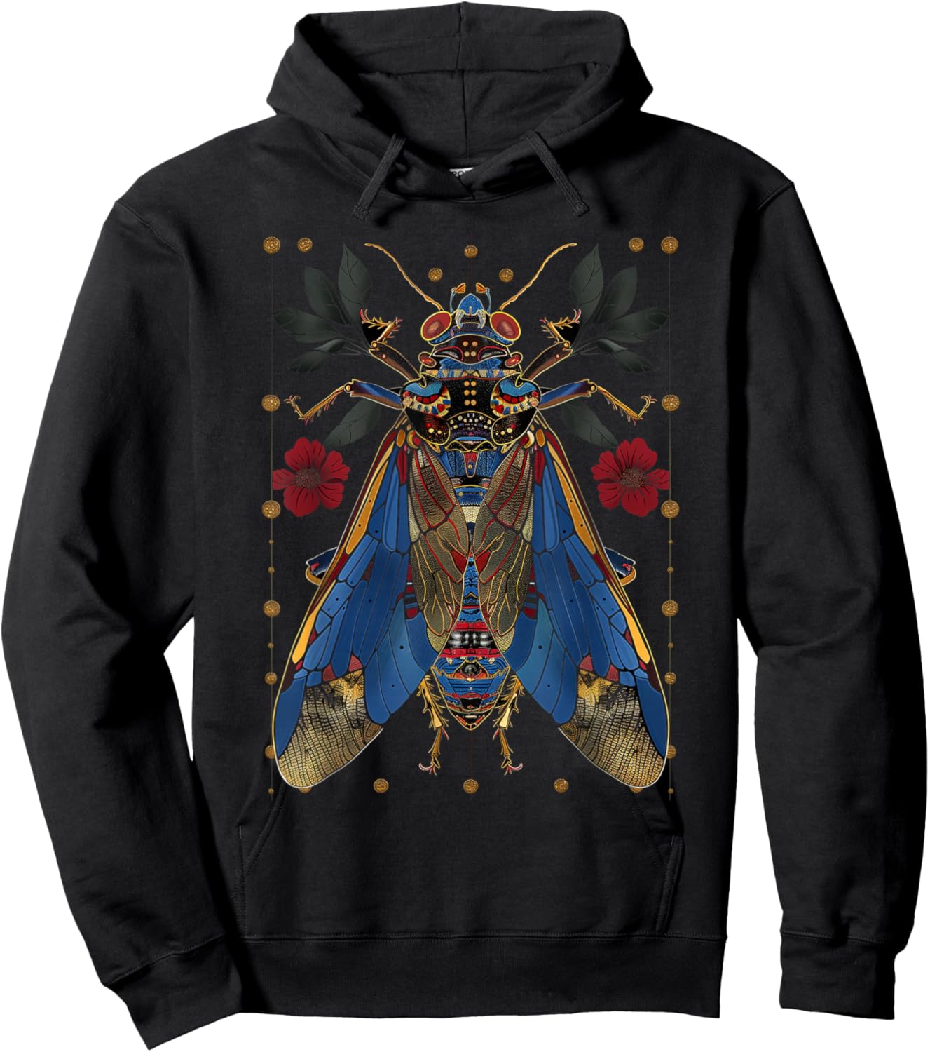 Cicadas Flowers Insects Beetle Vintage Tattoo Entomology Hoodie - Hoodie | Black