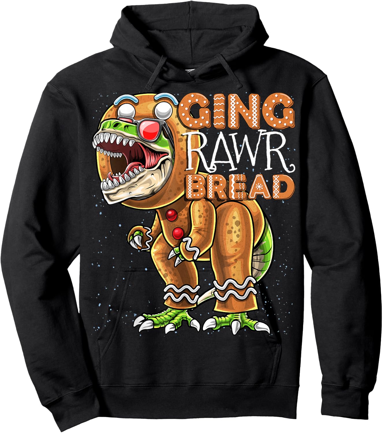 Gingerbread Man Costume Dinosaur Christmas Cookie Gift Kids Hoodie - Hoodie | Black