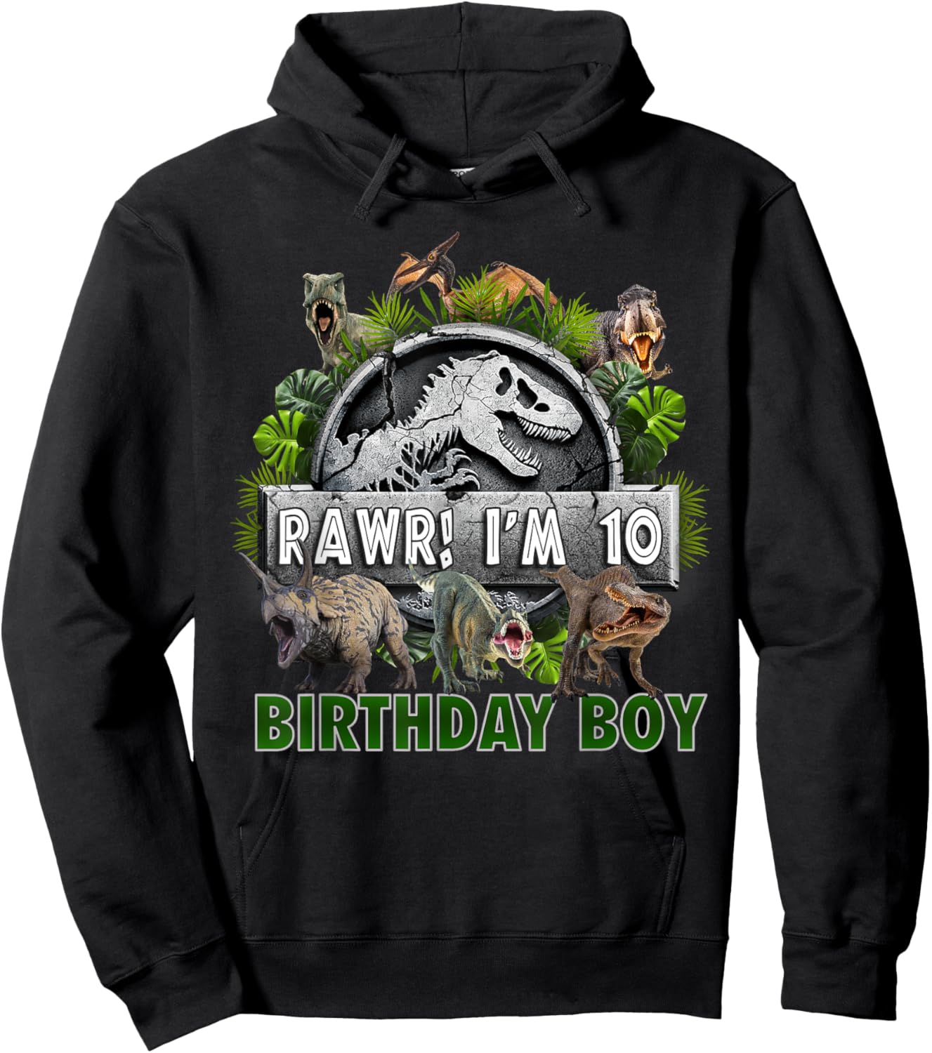 Kids 10 Year Old Shirt 10th Birthday Boy T Rex Dinosaur Hoodie - Hoodie | Black