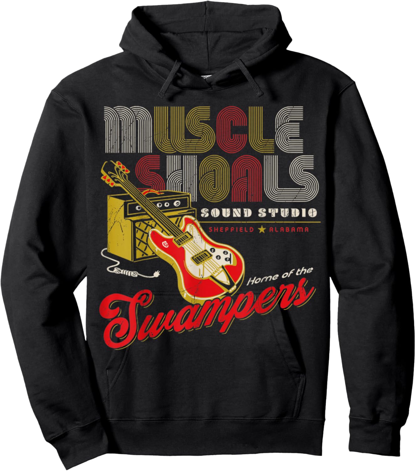 Vintage Muscle Shoals Sound Guitar Music Lovers Hoodie - Hoodie | Black