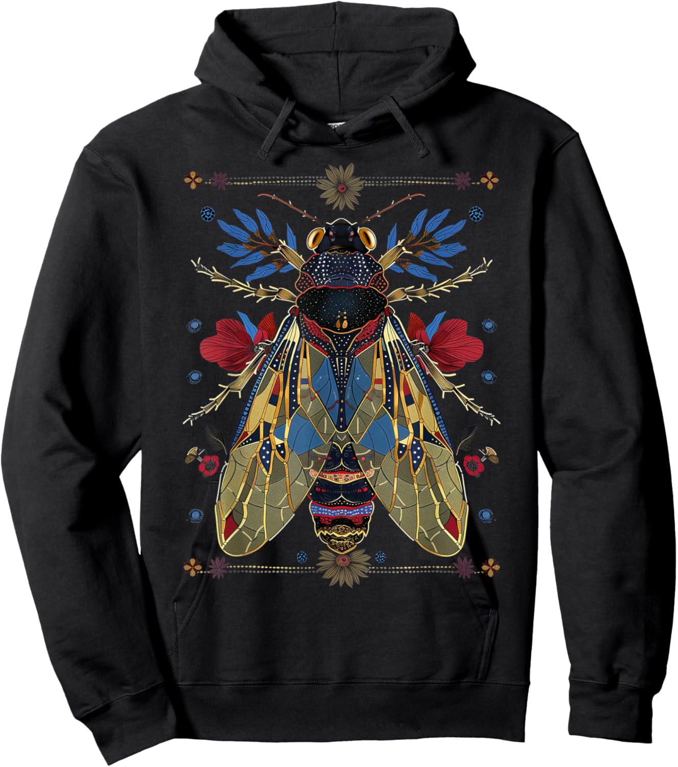 Cicadas Flowers Insects Beetle Vintage Tattoo Entomology Hoodie - Hoodie | Black