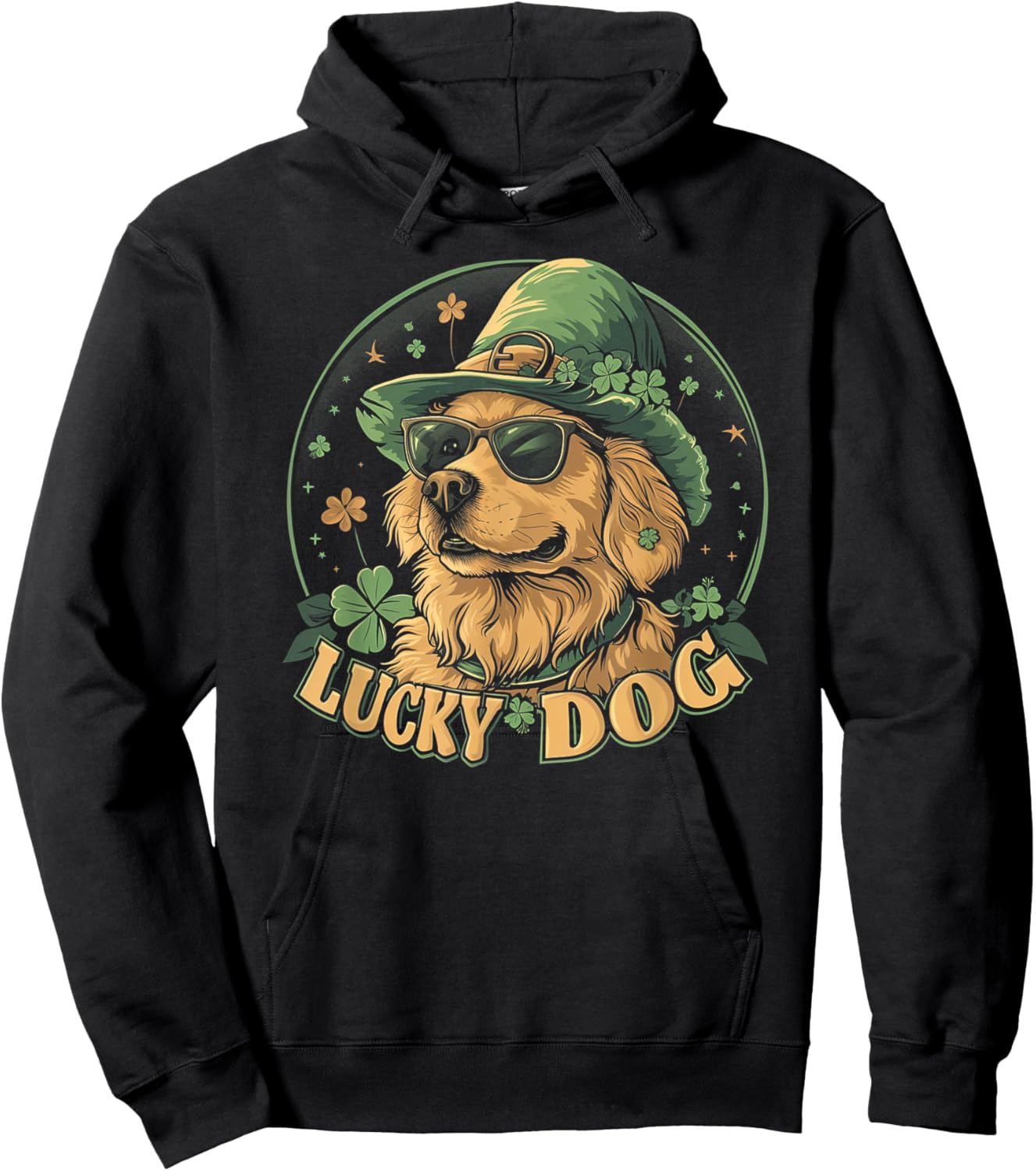 Golden Retriever Dog - St. Patrick's Day Saint Paddy's Irish Men Women Kids Hoodie - Hoodie | Black
