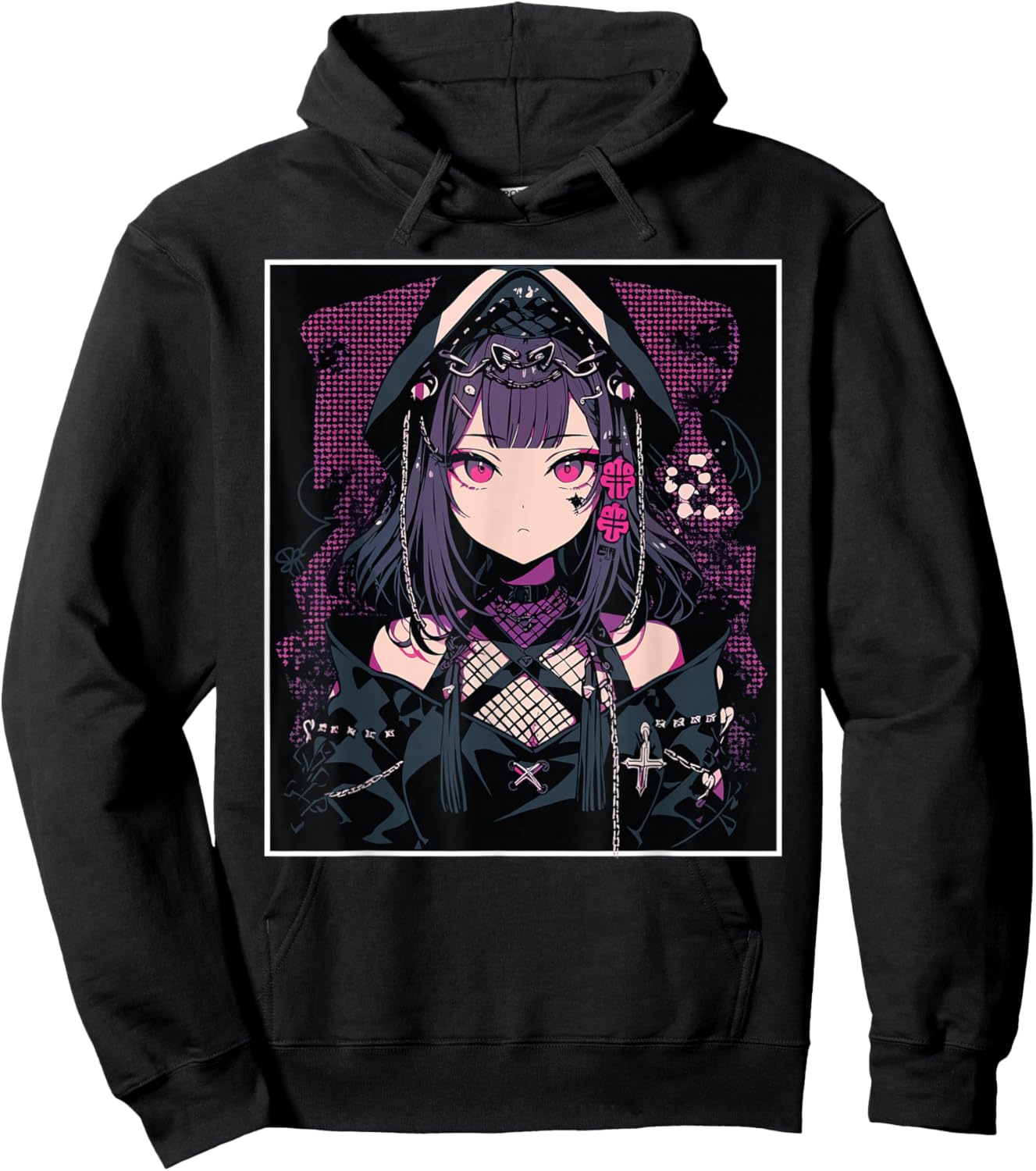 Anime Girl Gothic Waifu Japanese Aesthetic Kawaii Otaku Hoodie - Hoodie | Black