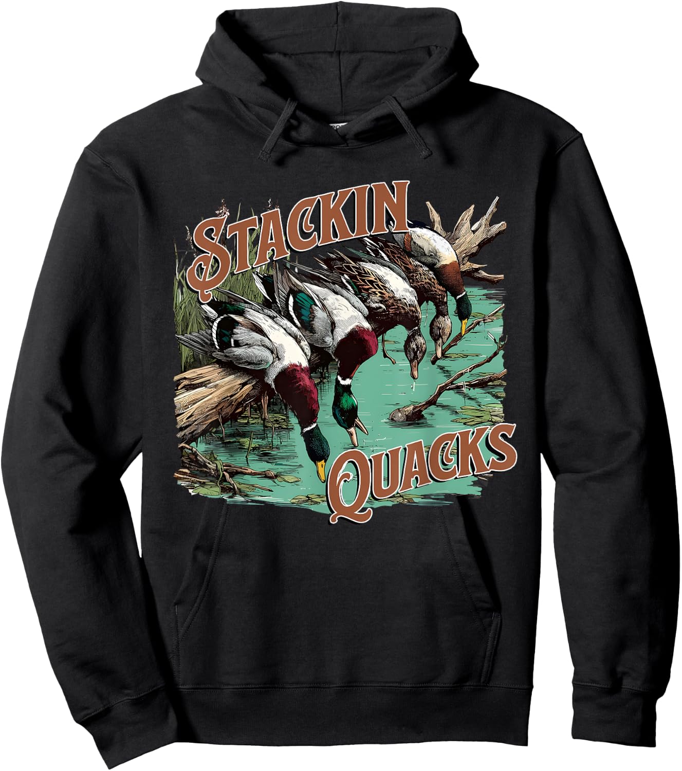 Funny Duck Hunting Stacking Quacks, Hunting Season Hoodie - Hoodie | Black