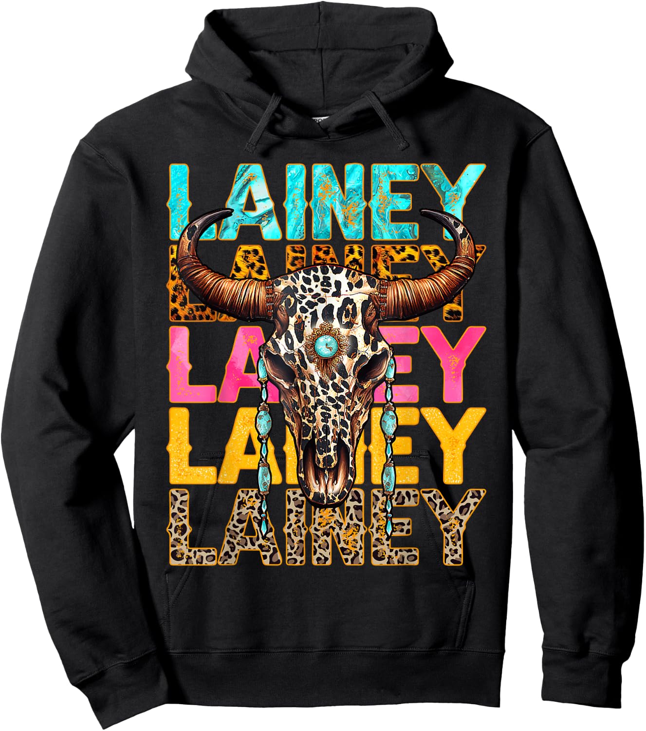 Western Cowgirl Lainey Name Personalized Birthday Girl Hoodie - Hoodie | Black