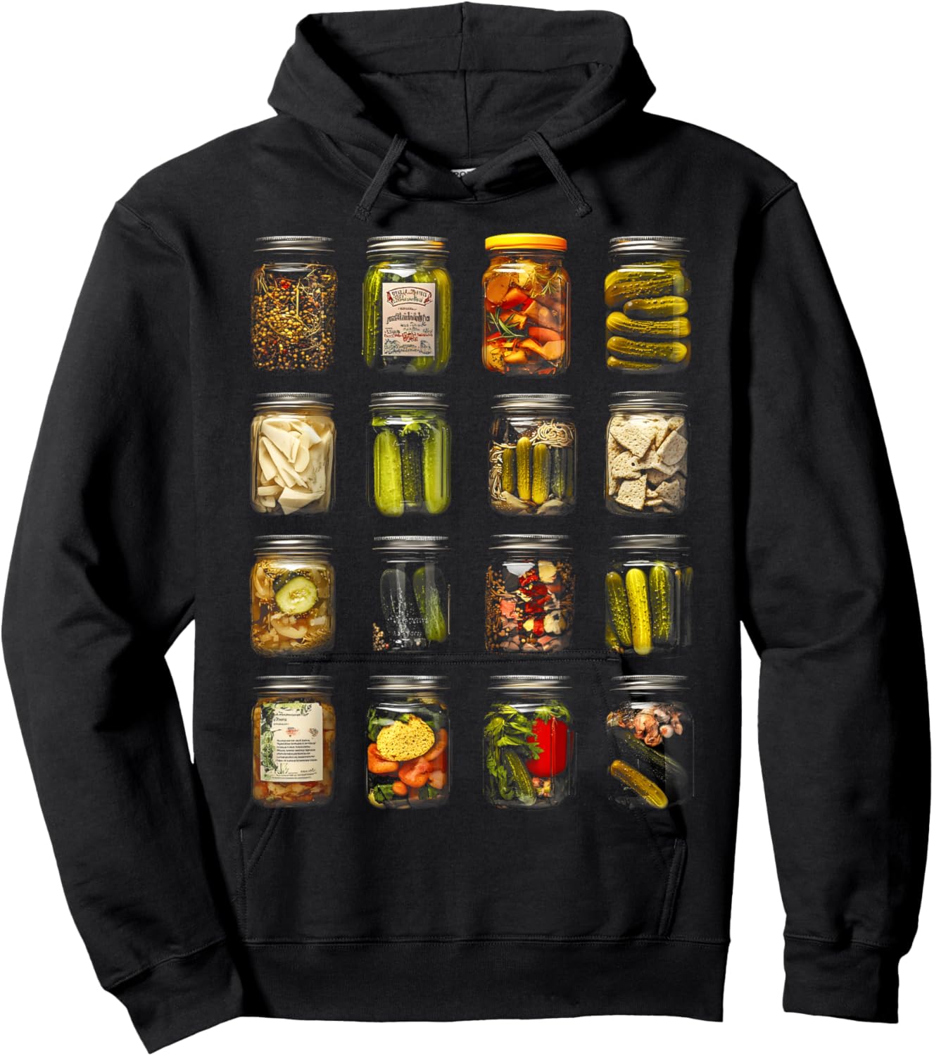 Adults Vintage Retro Canned Pickles Lovers Hoodie - Hoodie | Black