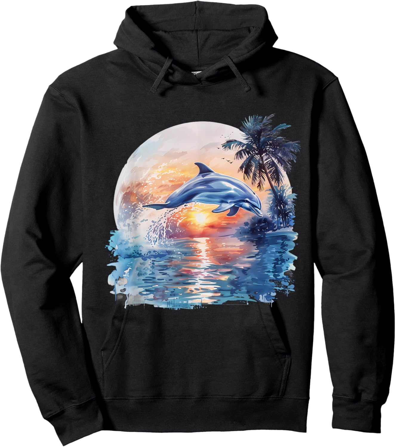 Dolphin Sunset Ocean Sea Dolphin Sea Ocean Animal Lover Hoodie - Hoodie | Black