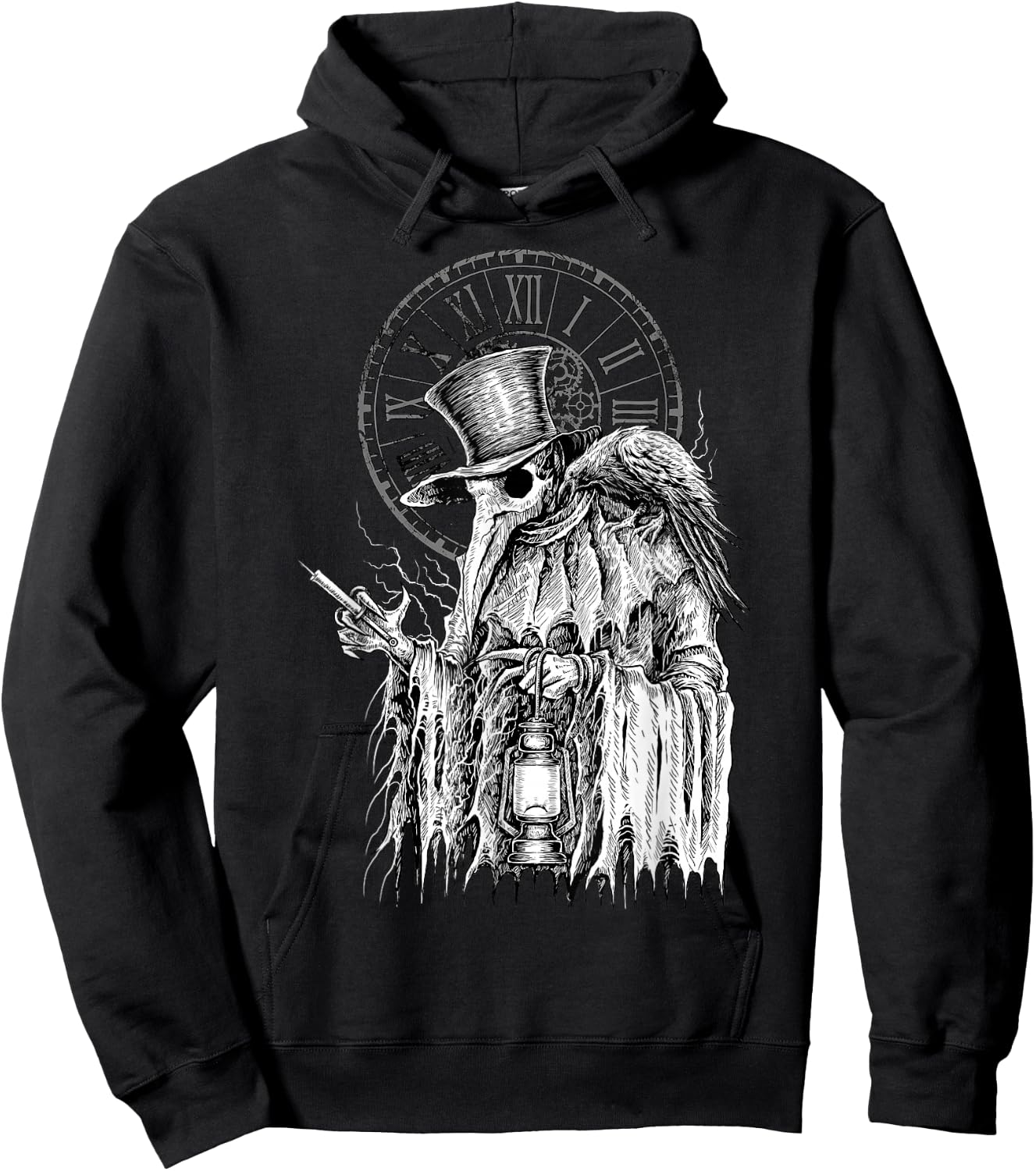 Plague Doctor Death Virus with Raven Hoodie - Hoodie | Black