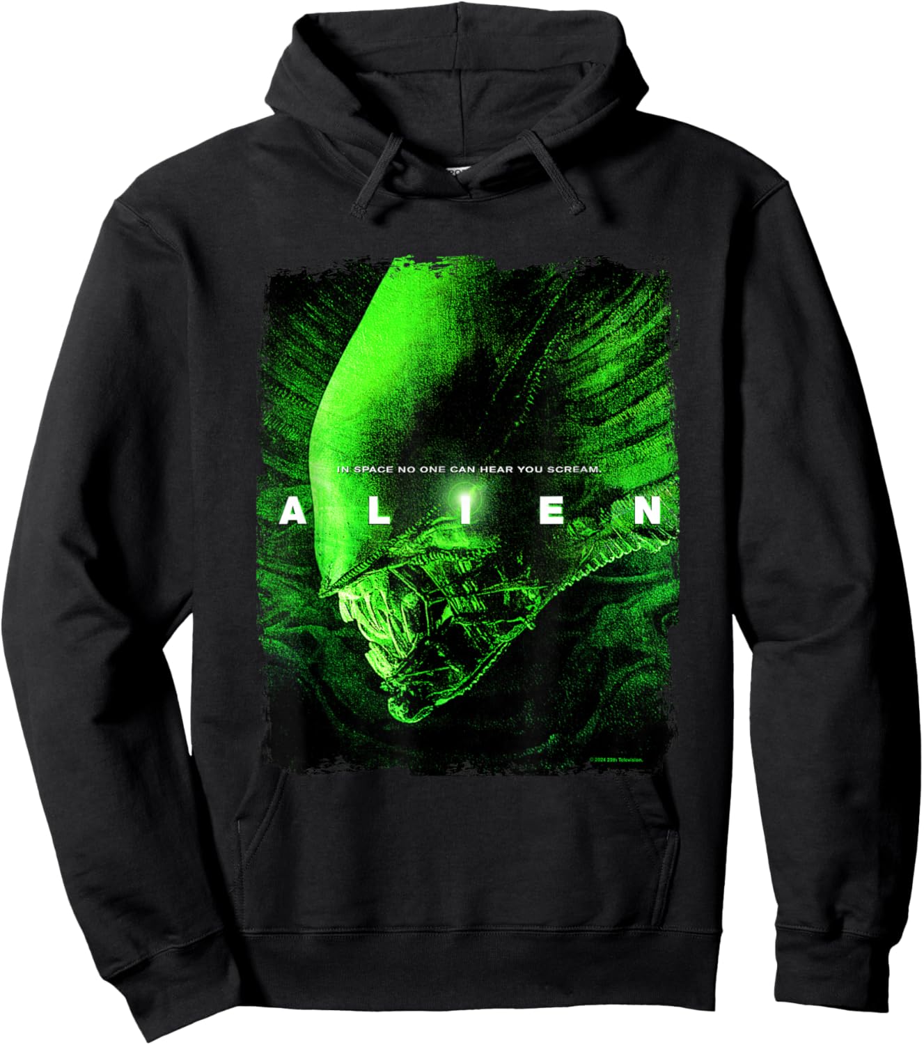 Aliens Iconic Xenomorph Neon Profile Big Chest Portrait Hoodie - Hoodie | Black