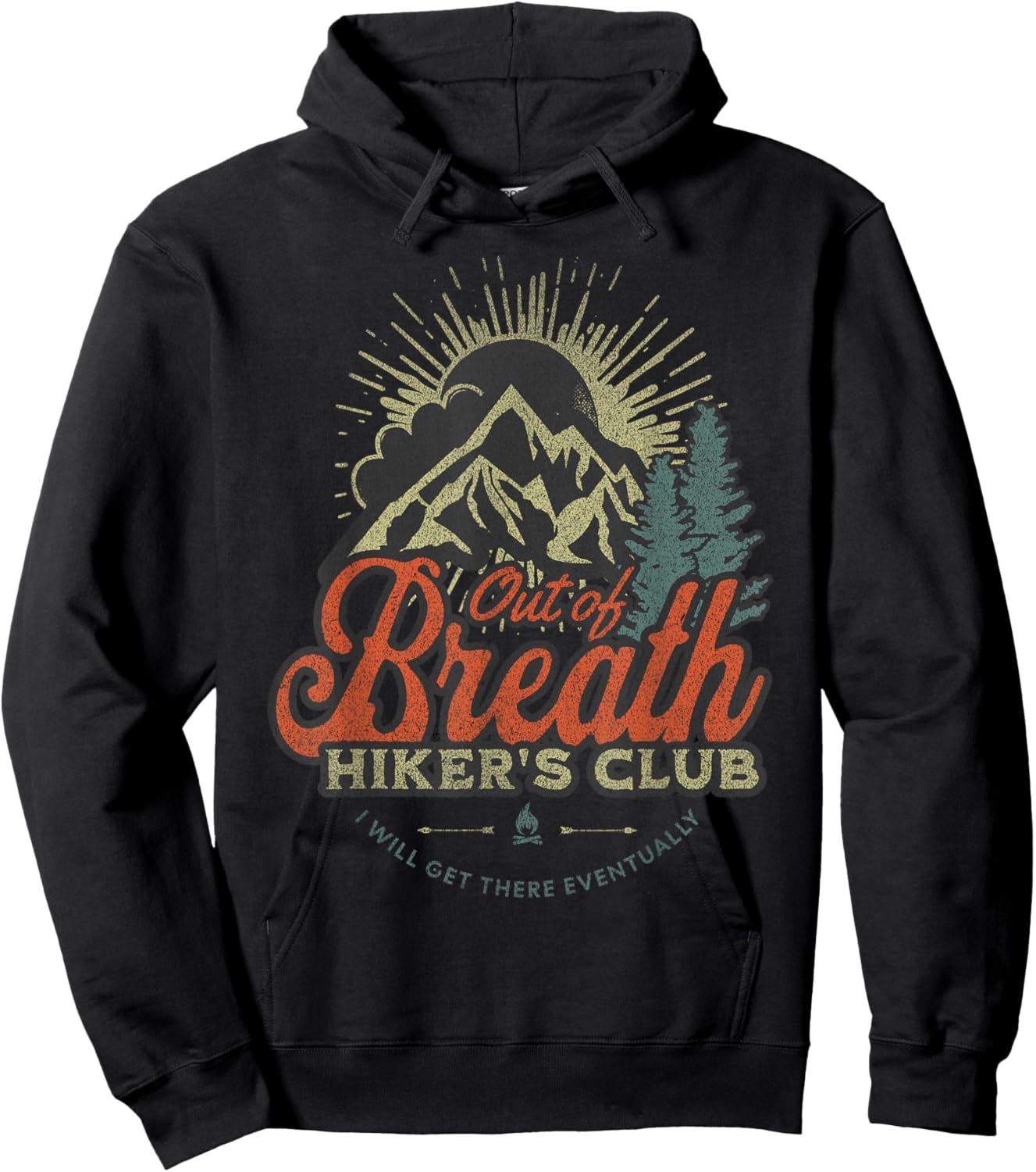 Funny Hiking Gift Out of Breath Hiker Club for Outdoors Fan Hoodie - Hoodie | Black