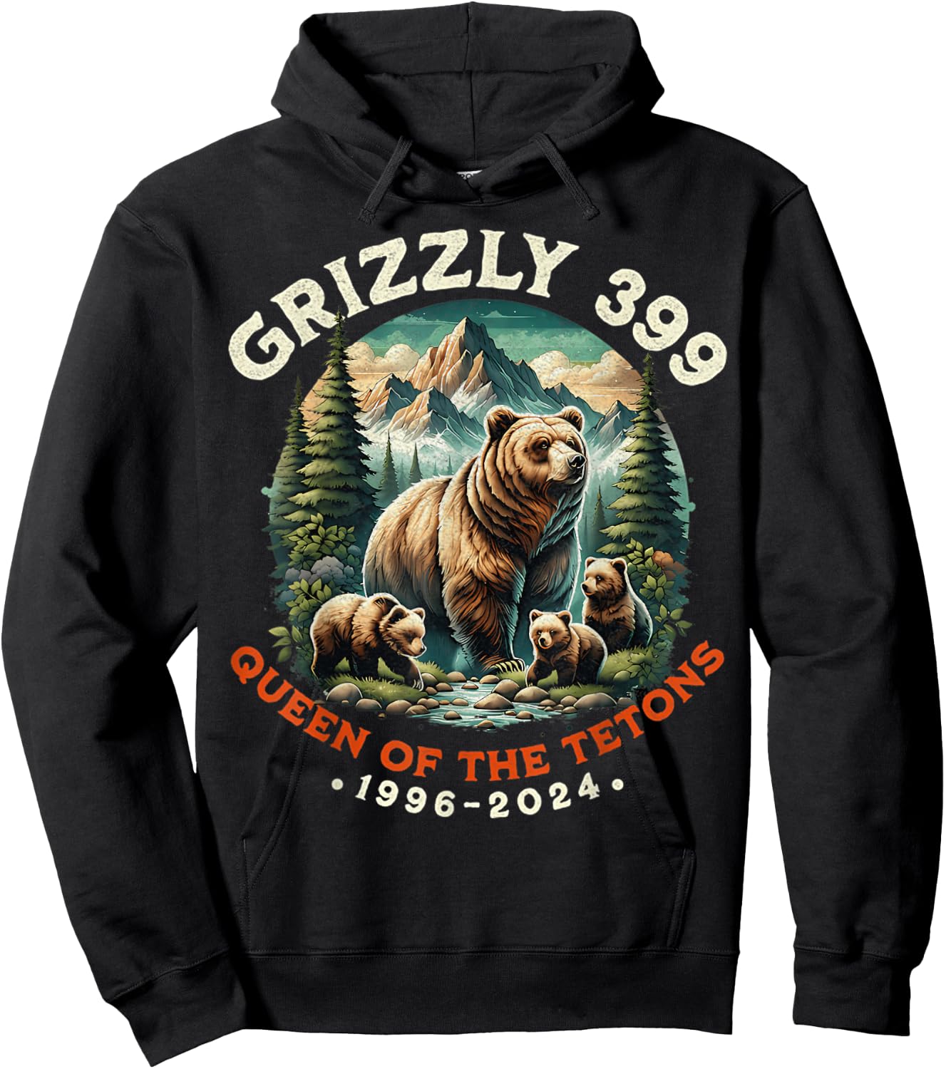 Bear Lovers Queen Of The Tetons Grizzly 399 National Park Hoodie - Hoodie | Black