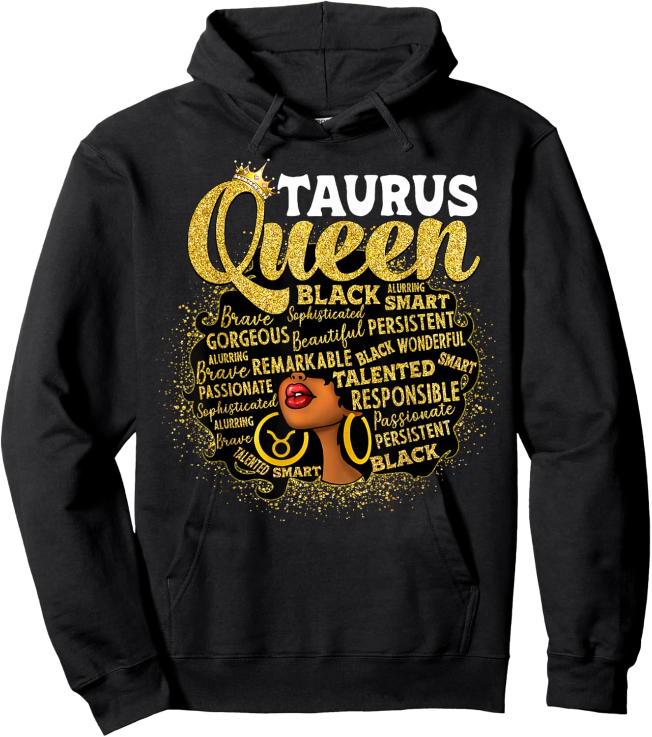 African American Women Zodiac Birthday Taurus Queen Hoodie - Hoodie | Black