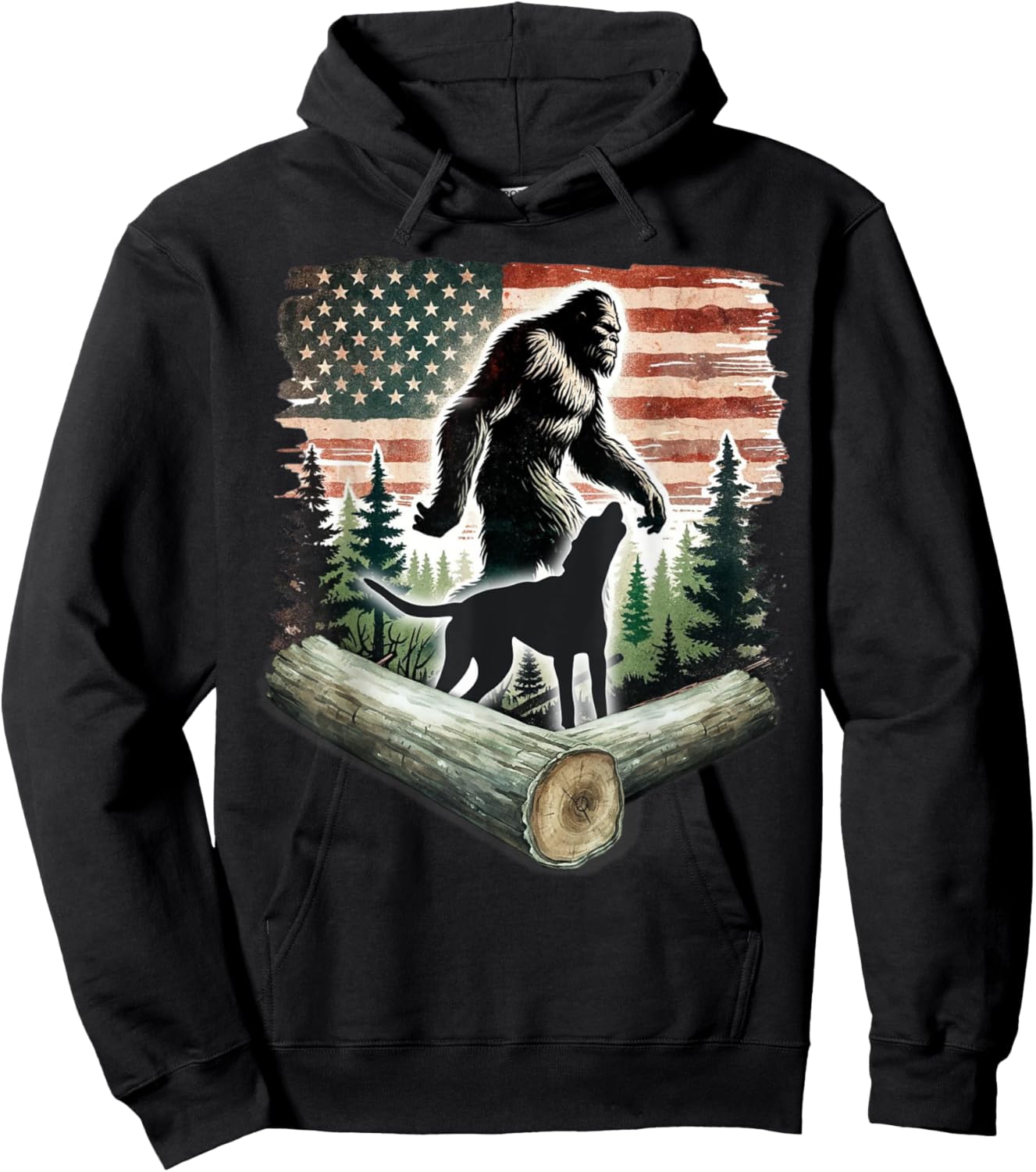 Bigfoot Coon Hunting with Treeing Walker Coonhound Dog Hoodie - Hoodie | Black