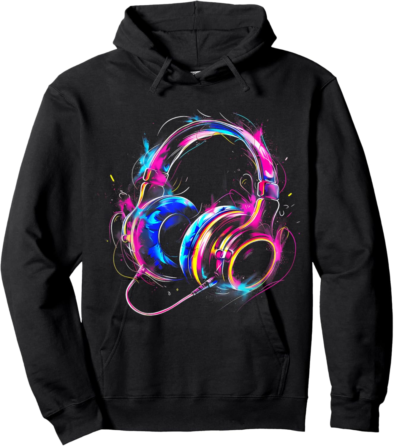 Headphones Music DJ House Dance Club Music Headphones Splash Hoodie - Hoodie | Black