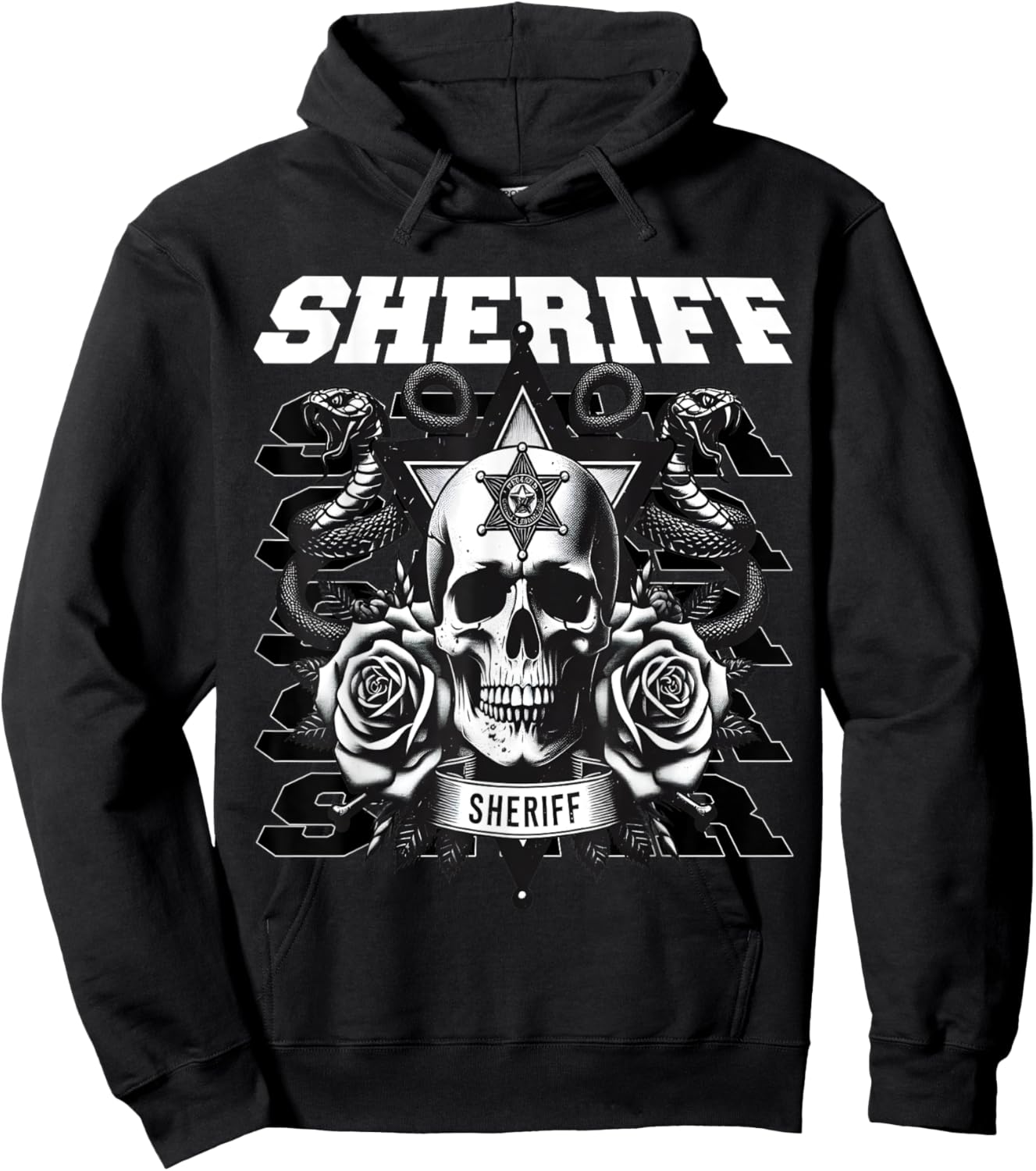 Sheriff Star Snakes and Roses Hoodie - Hoodie | Black