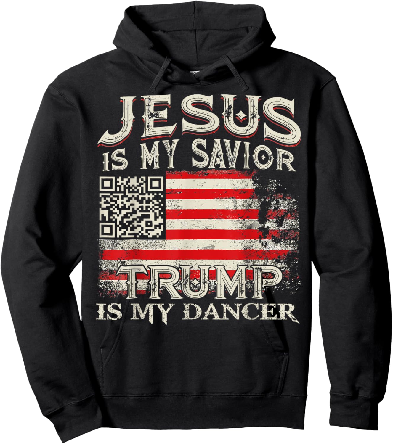 Jesus Is My Savior Trump Is My Dancer QR Trump Dancing Code Hoodie - Hoodie | Black