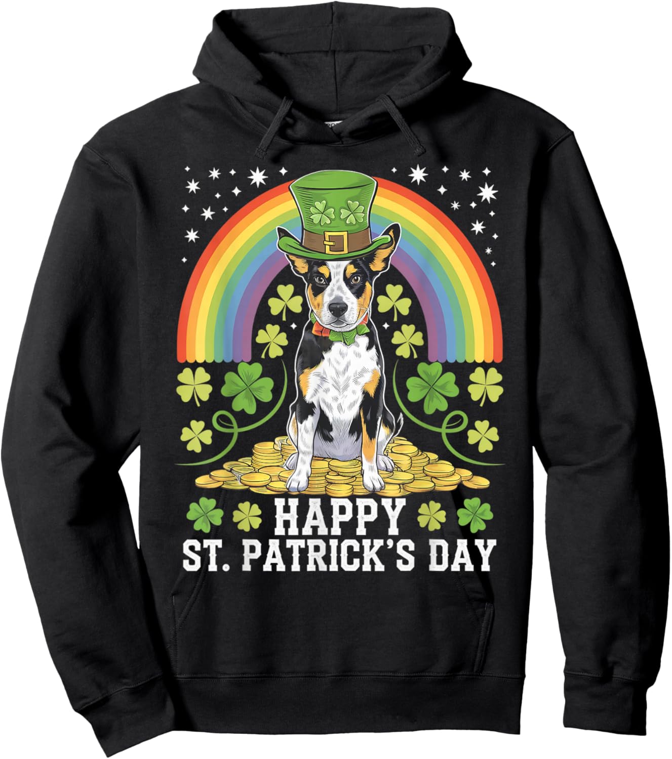 Blue or Red Heeler on Australian Cattle Dog St Patricks Day Hoodie - Hoodie | Black