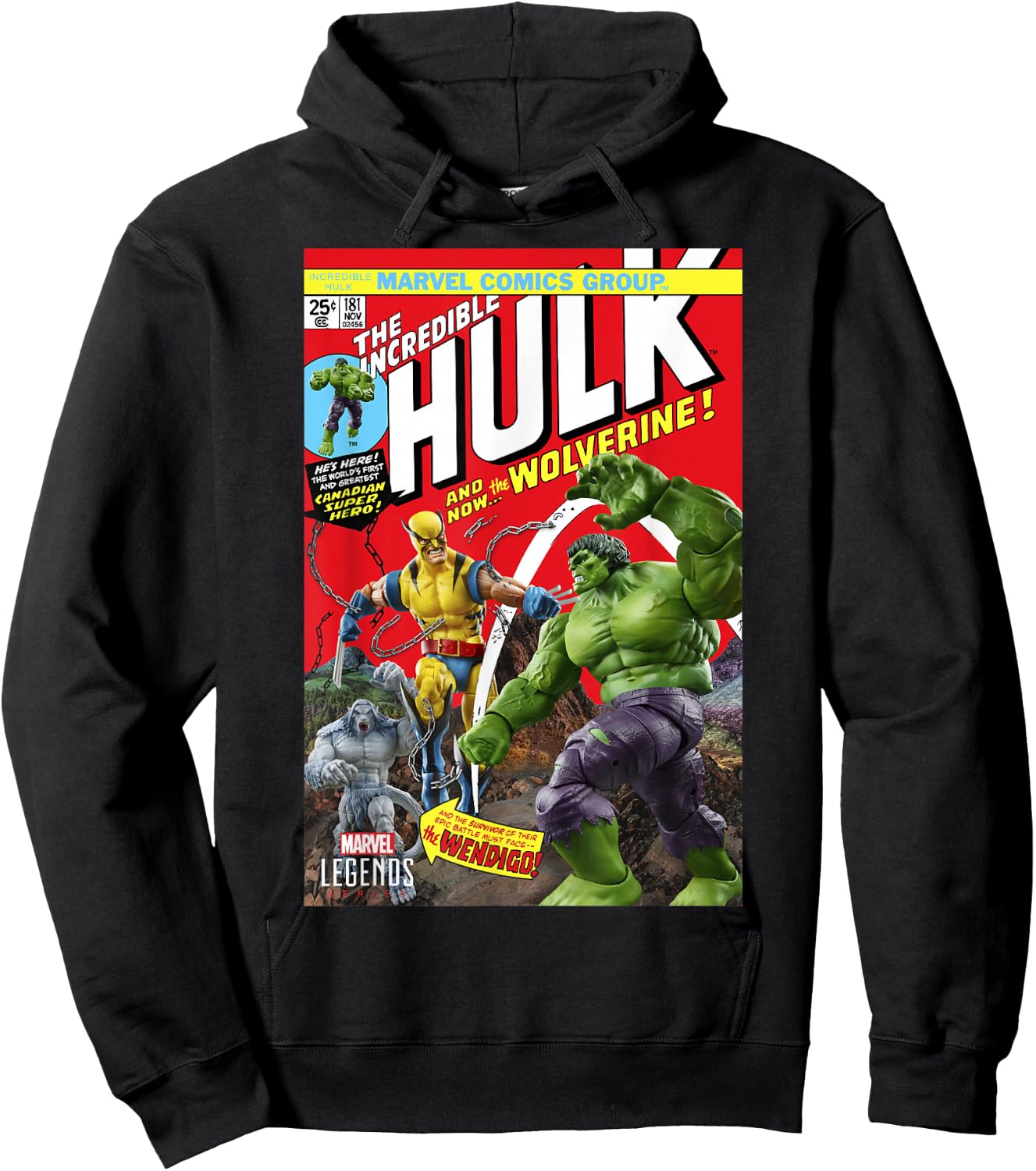 Marvel Legends Series Hulk and Wolverine Comic Cover Hoodie - Hoodie | Black