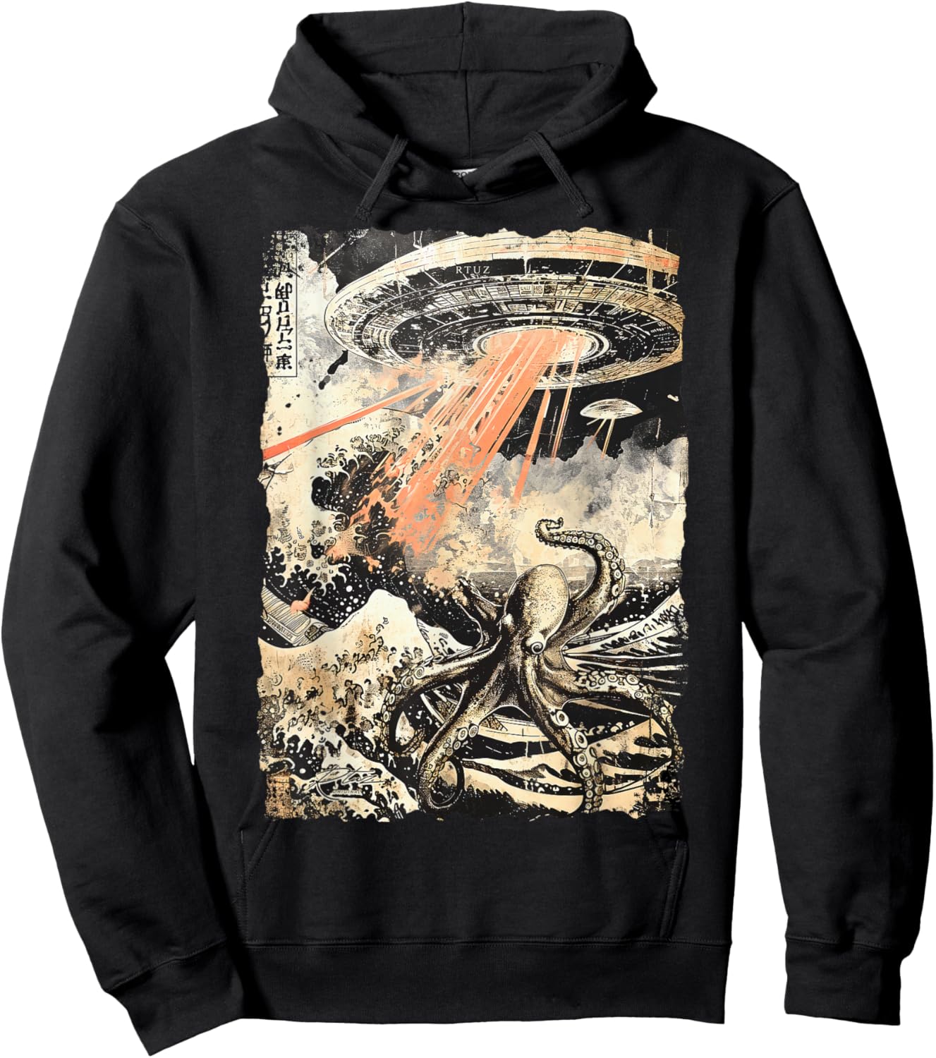Y2K Streetwear Vintage Fashion Oktopus Horror Monster Krake Hoodie - Hoodie | Black