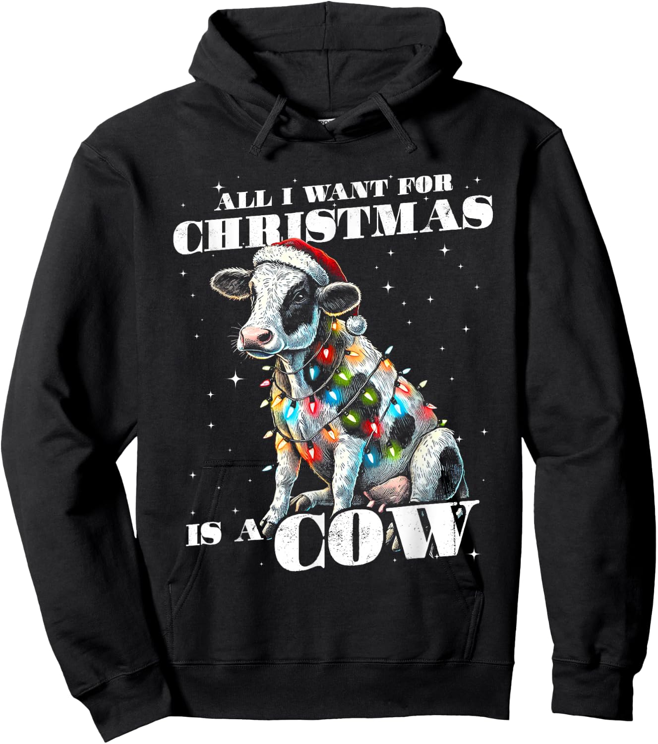 Funny All I want for Christmas is a Cow Farmer Small Holding Hoodie - Hoodie | Black