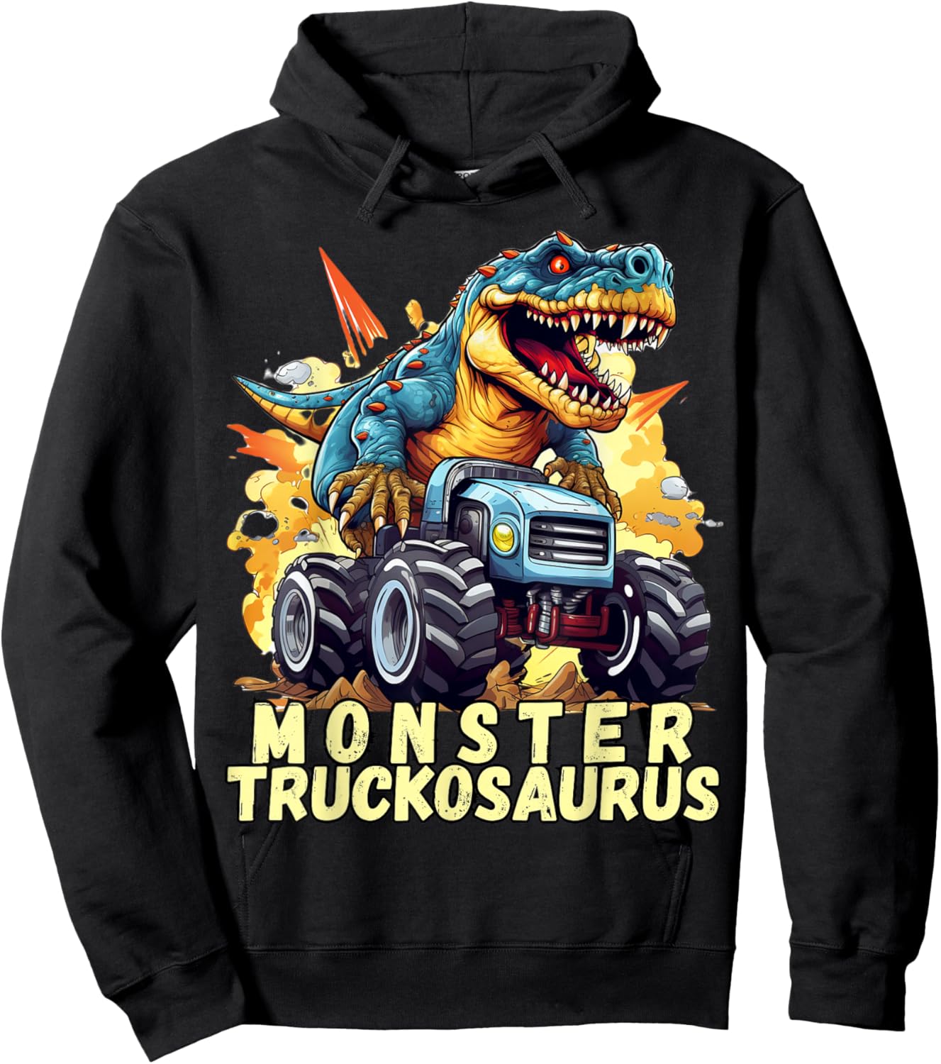 Monster Truckosaurus - Dinosaur T-Rex Monster Truck Funny Hoodie - Hoodie | Black