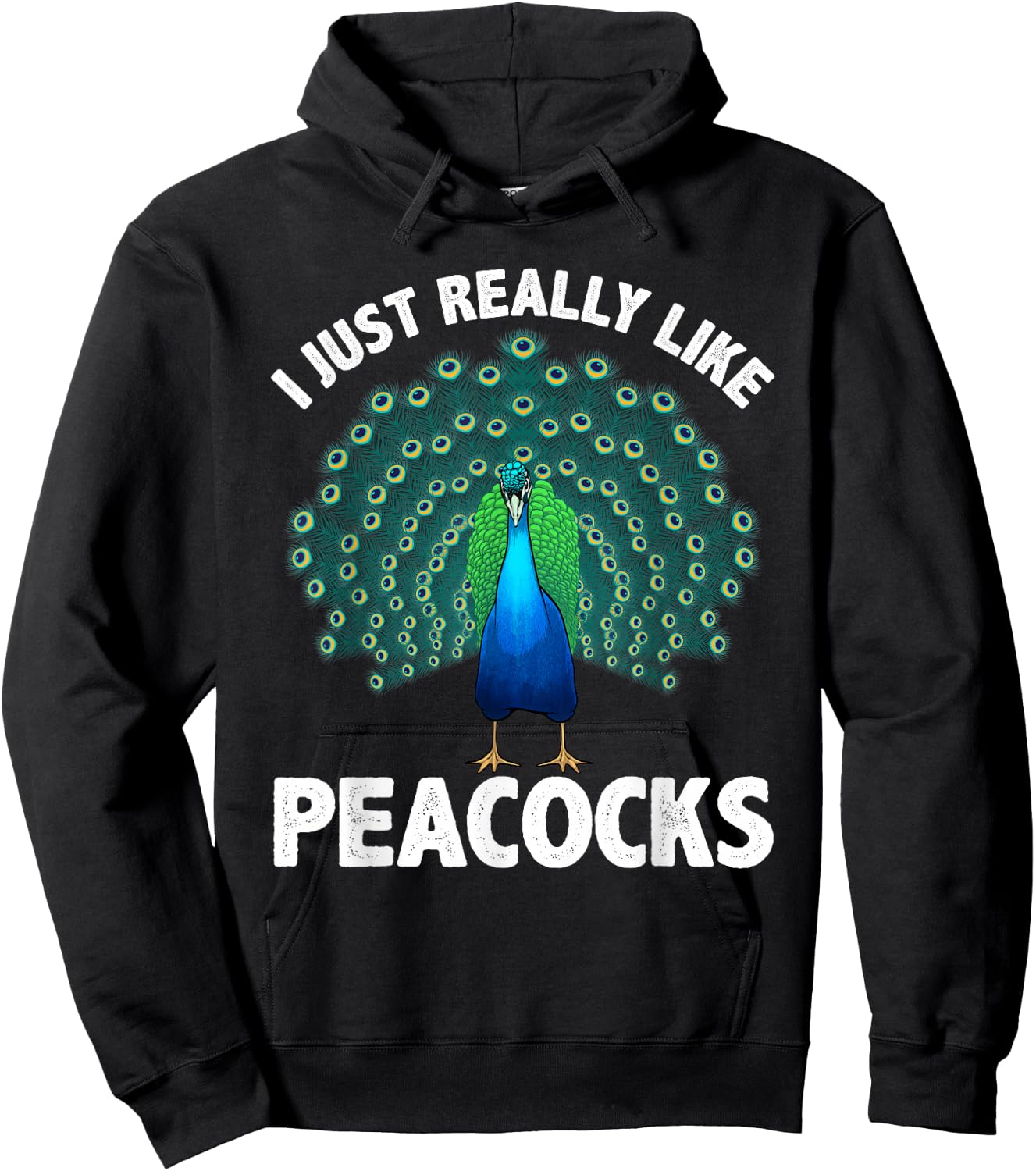 Cool Peacock Design Women Kids Bird Peacock Lovers Hoodie - Hoodie | Black