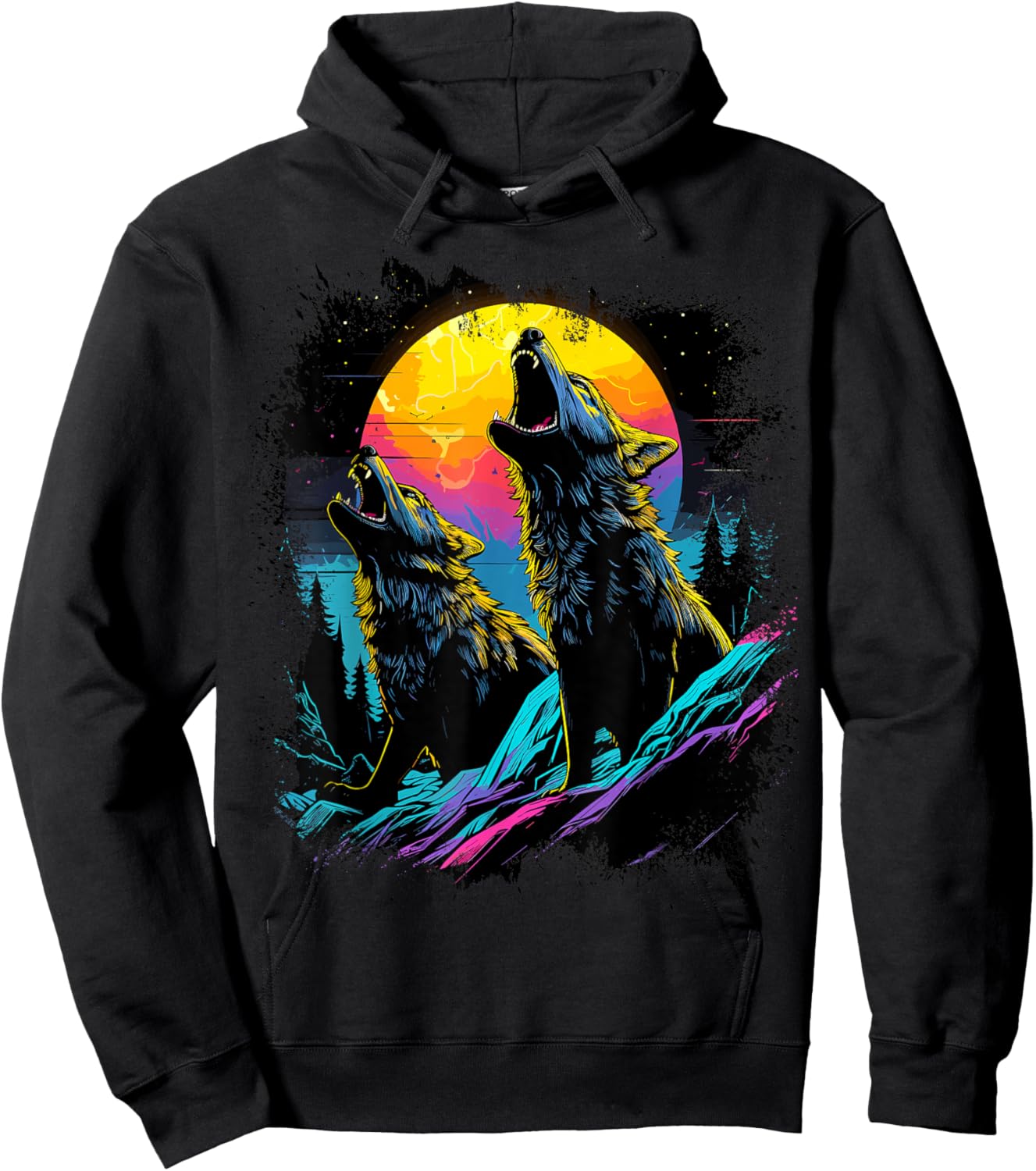 Wolves Moon Howling Wolf Hoodie - Hoodie | Black