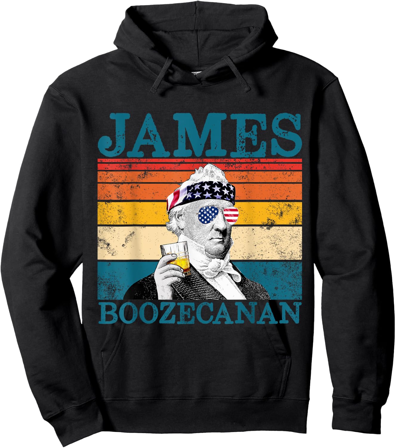 James Boozecanan Patriotic Retro Drinking President Buchanan Hoodie - Hoodie | Black