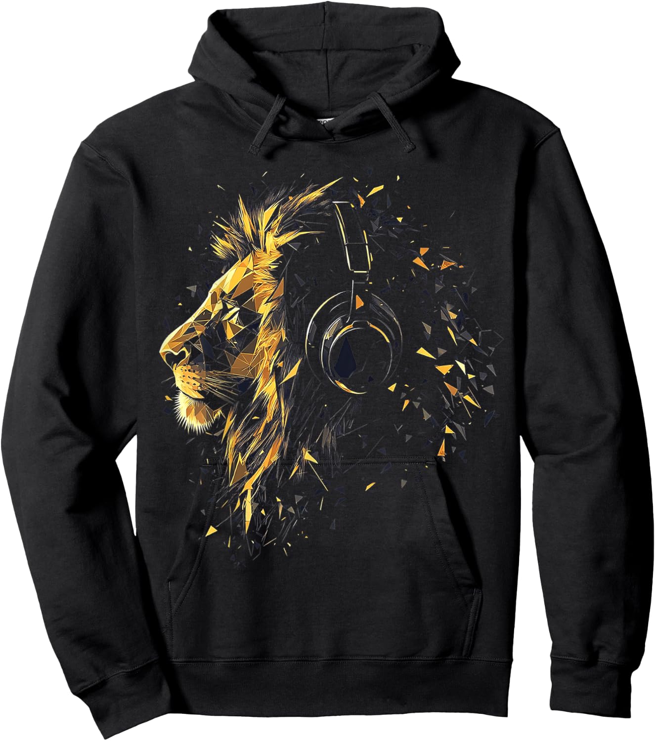 Lion Animal Graphic Music Headphone Illustration Lion Hoodie - Hoodie | Black
