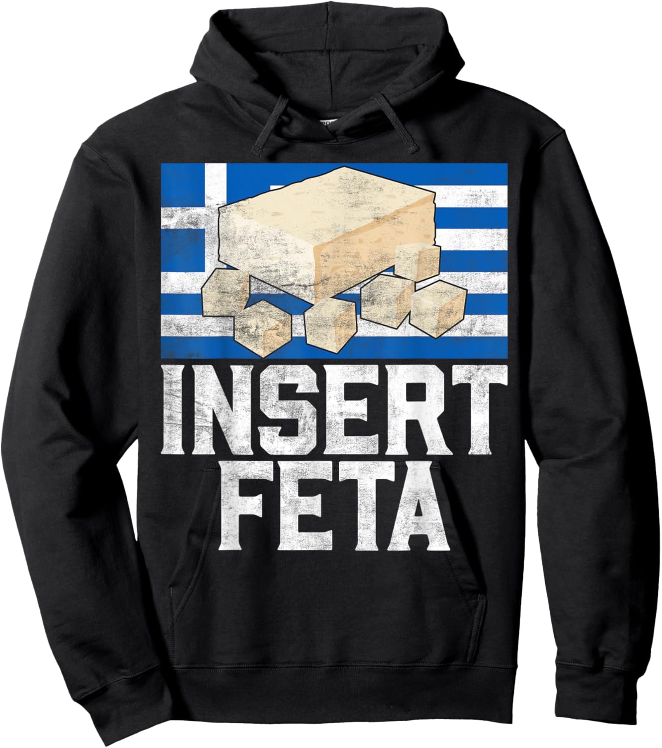 Insert Feta Greek Hoodie - Hoodie | Black