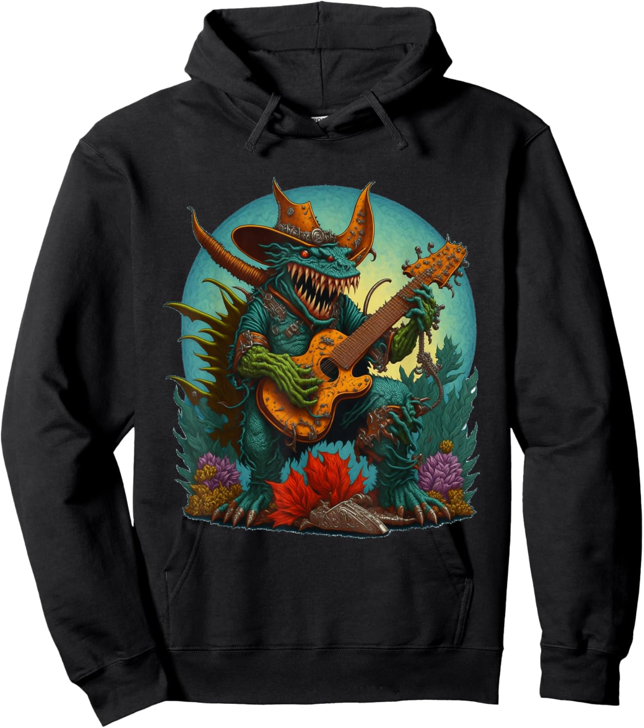 Hodag Country Fest Cowboy Hat Guitar Monster for Music Fans Hoodie - Hoodie | Black