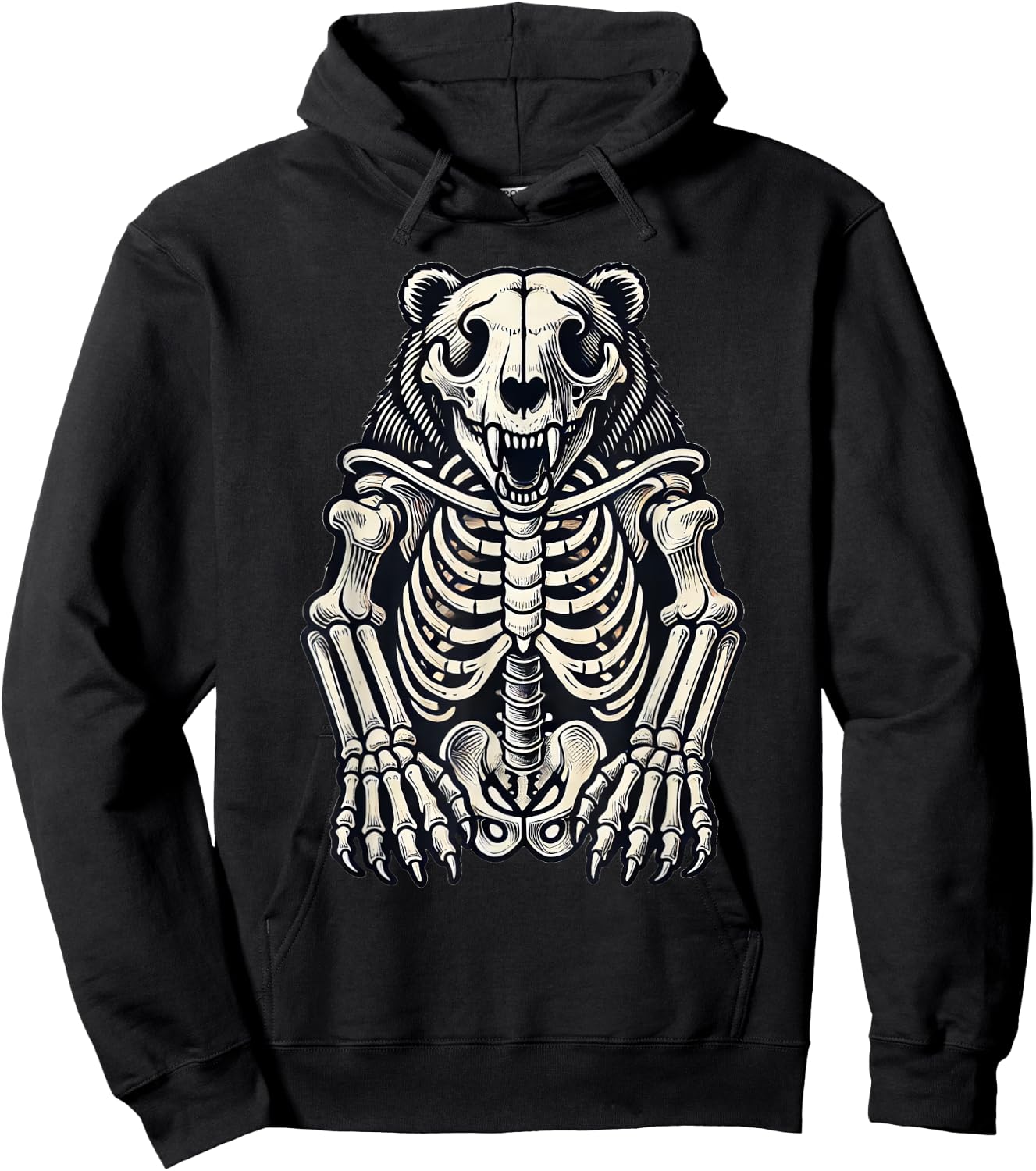 Bear Skeleton Halloween Hoodie - Hoodie | Black