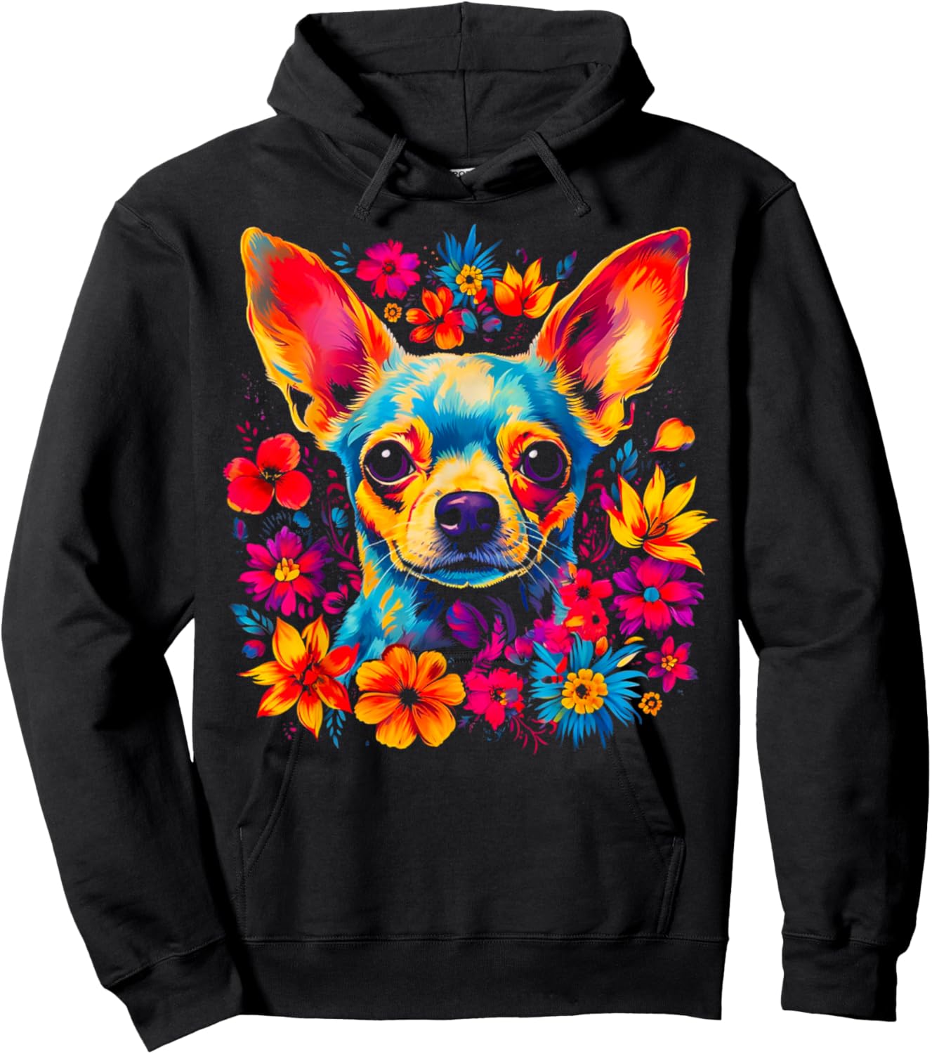 Chihuahua Dog Flowers Hoodie - Hoodie | Black