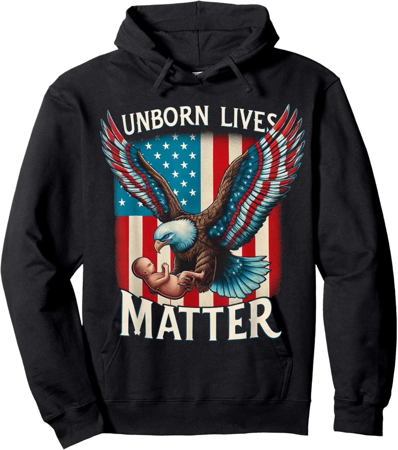 Patriotic American Unborn Lives Matter Pro-Life Catholic Men Hoodie - Hoodie | Black