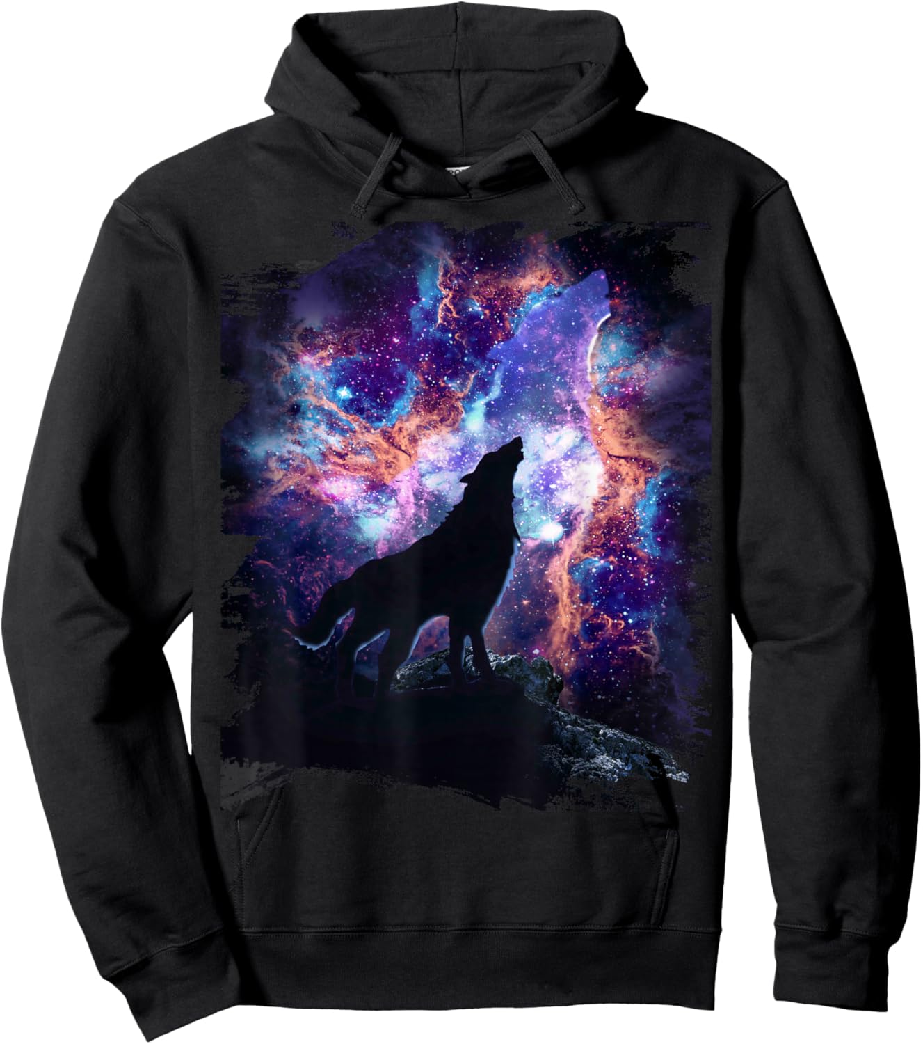 Celestial Wolf Nebulae, Cosmic Space Wolves Galaxy Hoodie - Hoodie | Black