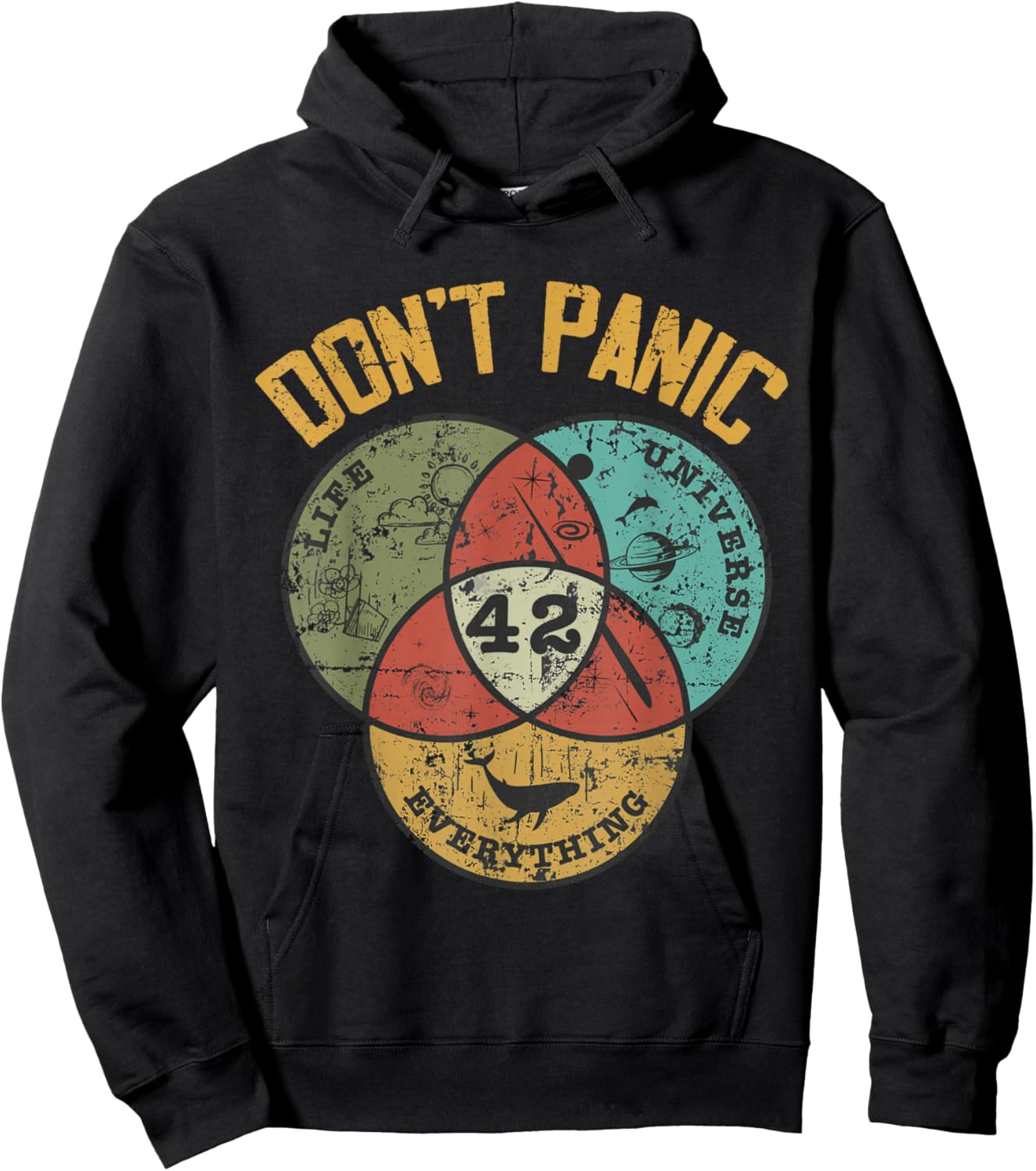 42 Answer to Life The Universe and Everything Don't Panic Hoodie - Hoodie | Black