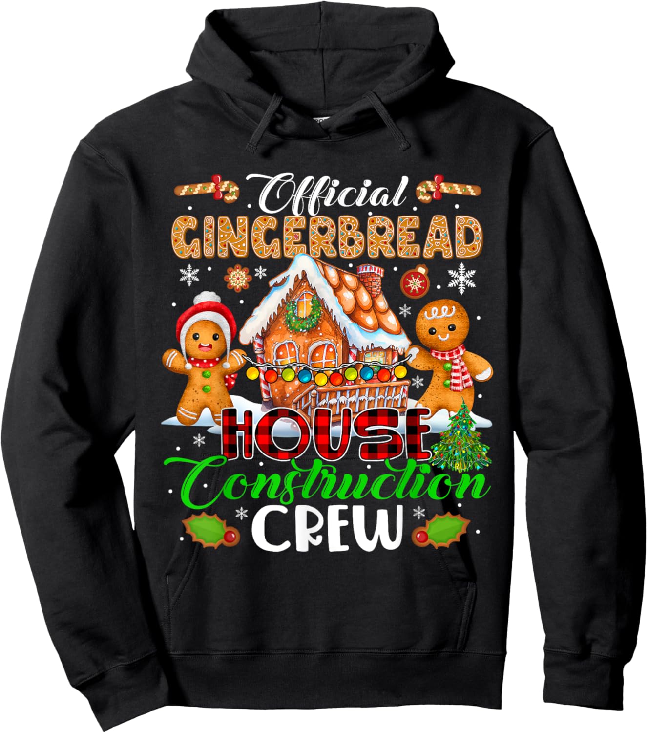 Official Gingerbread House Construction Crew Xmas Cookies Hoodie - Hoodie | Black