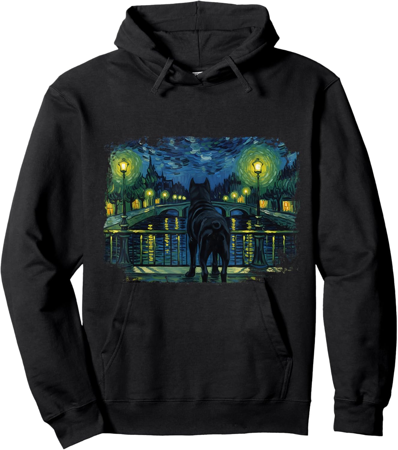 Cane Corso Italiano Retro Van Gogh Style Hoodie - Hoodie | Black