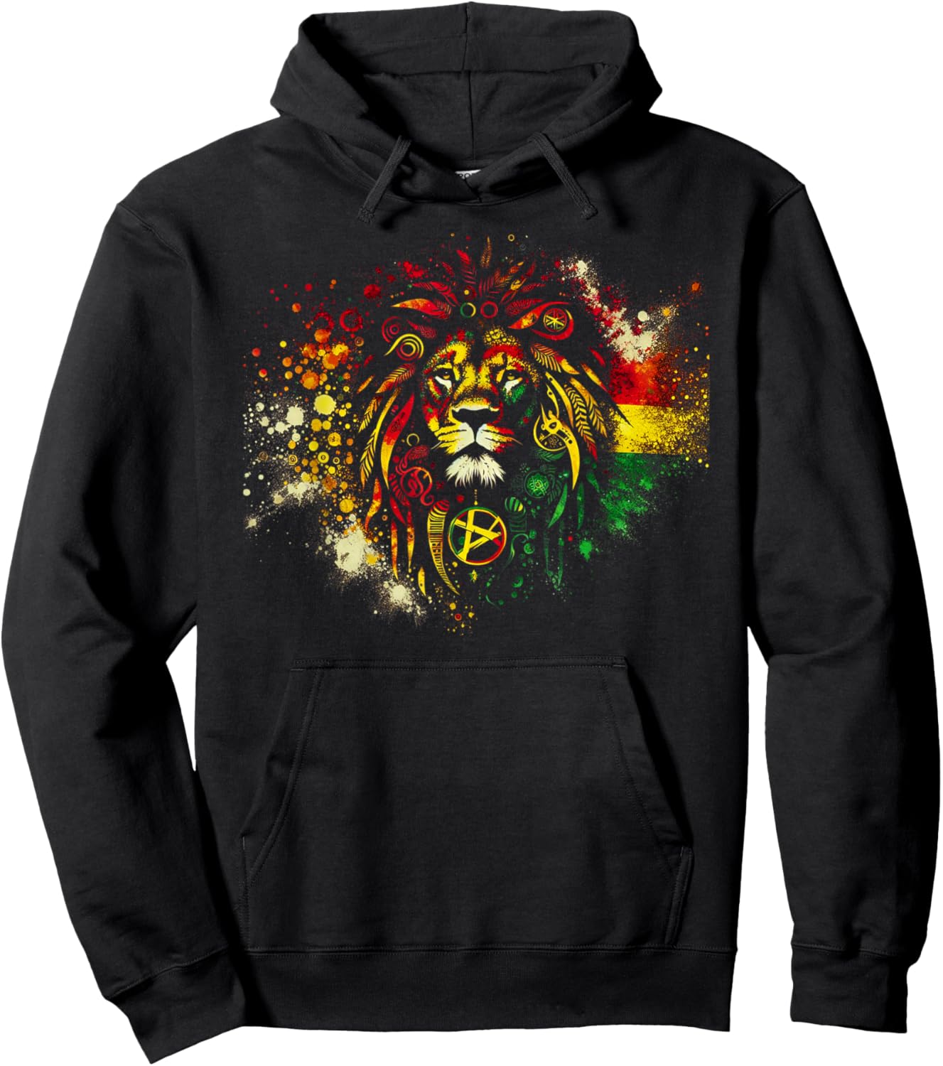 Symbolic Rasta Lion Hoodie - Hoodie | Black