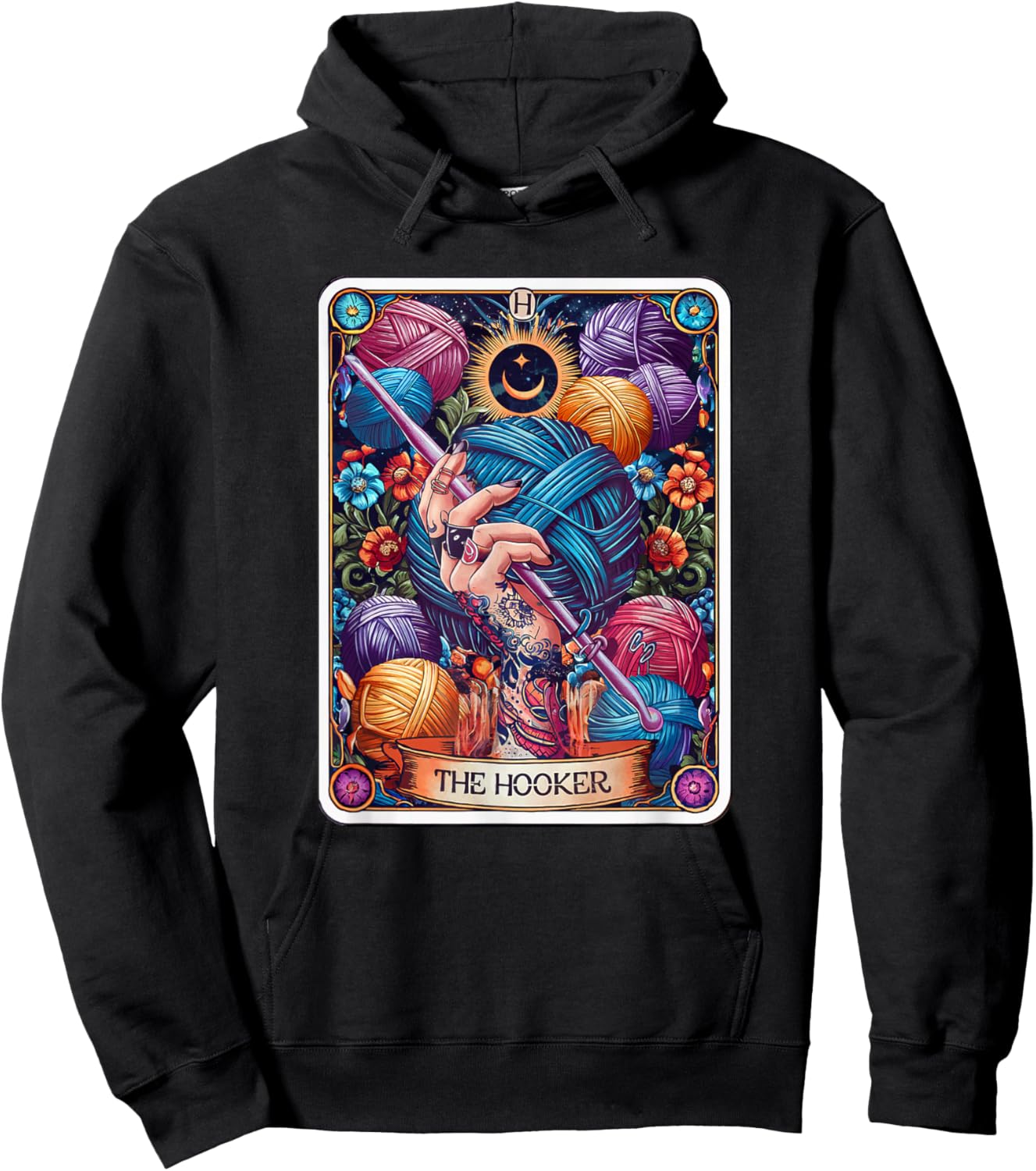 The Hooker Funny Tarot Card Crochet Knitter Knitting Crafter Hoodie - Hoodie | Black