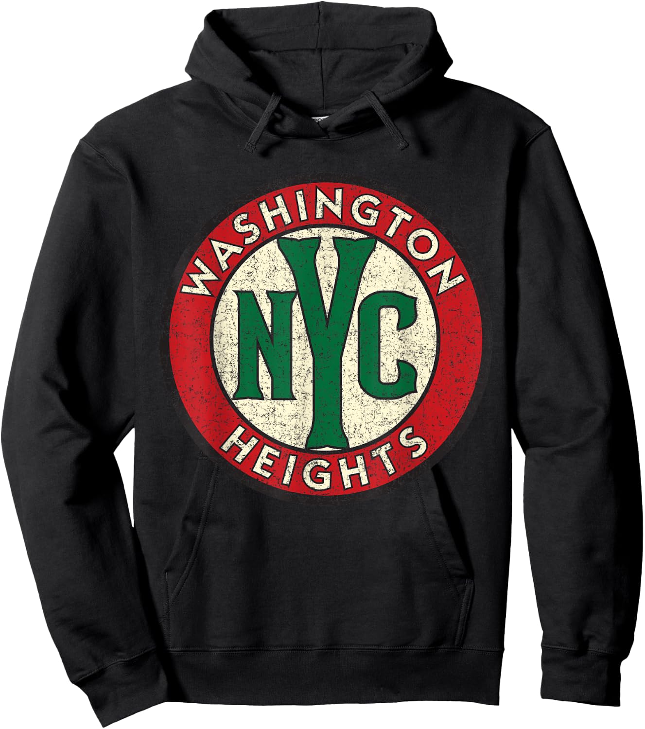 Washington Heights NYC Circle Sign Distressed Print Hoodie - Hoodie | Black