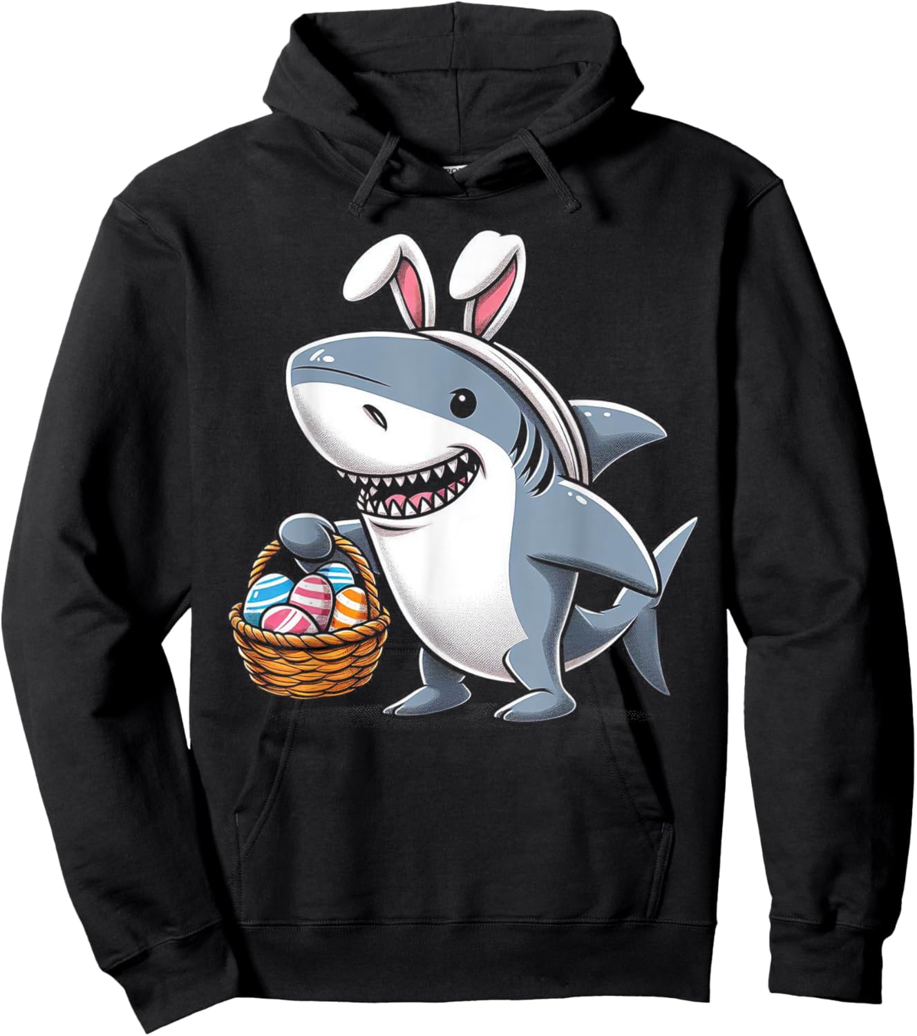Shark Bunny Easter Egg Easter Day Shark Lover Hoodie - Hoodie | Black