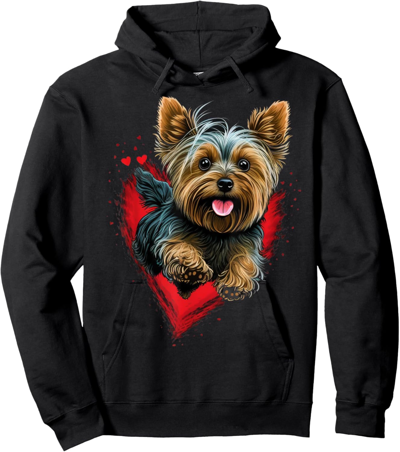 Cute Yorkshire Terrier Dog on Yorkshire Terrier Lover Hoodie - Hoodie | Black